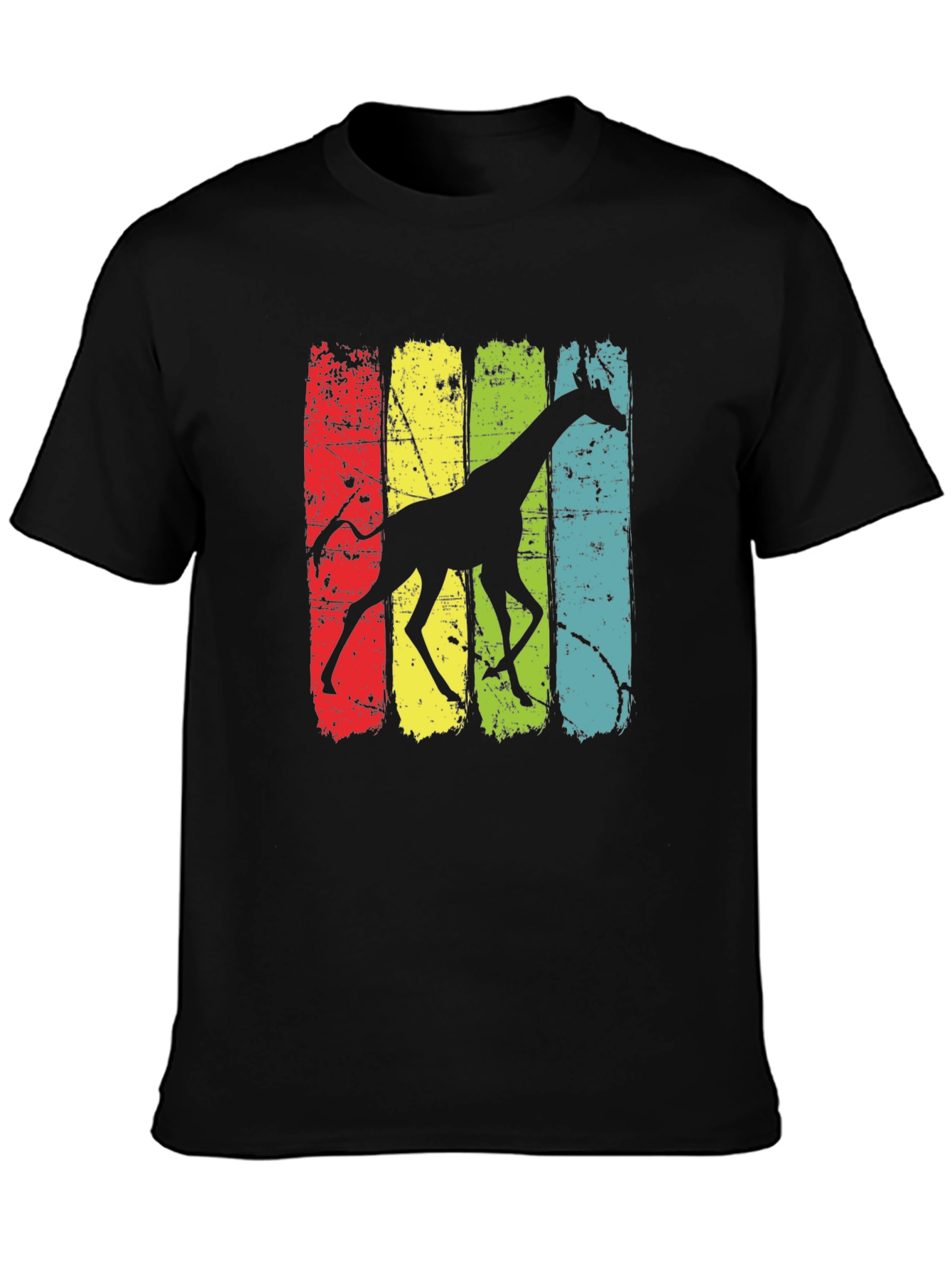 Retro Giraffe Graphic Tee - Mens Black T-Shirt