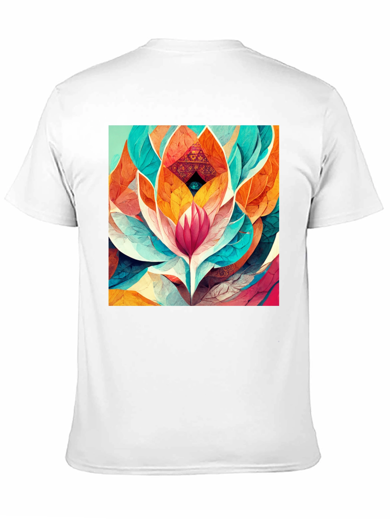 Vibrant Geometric Lotus Flower Graphic Tee