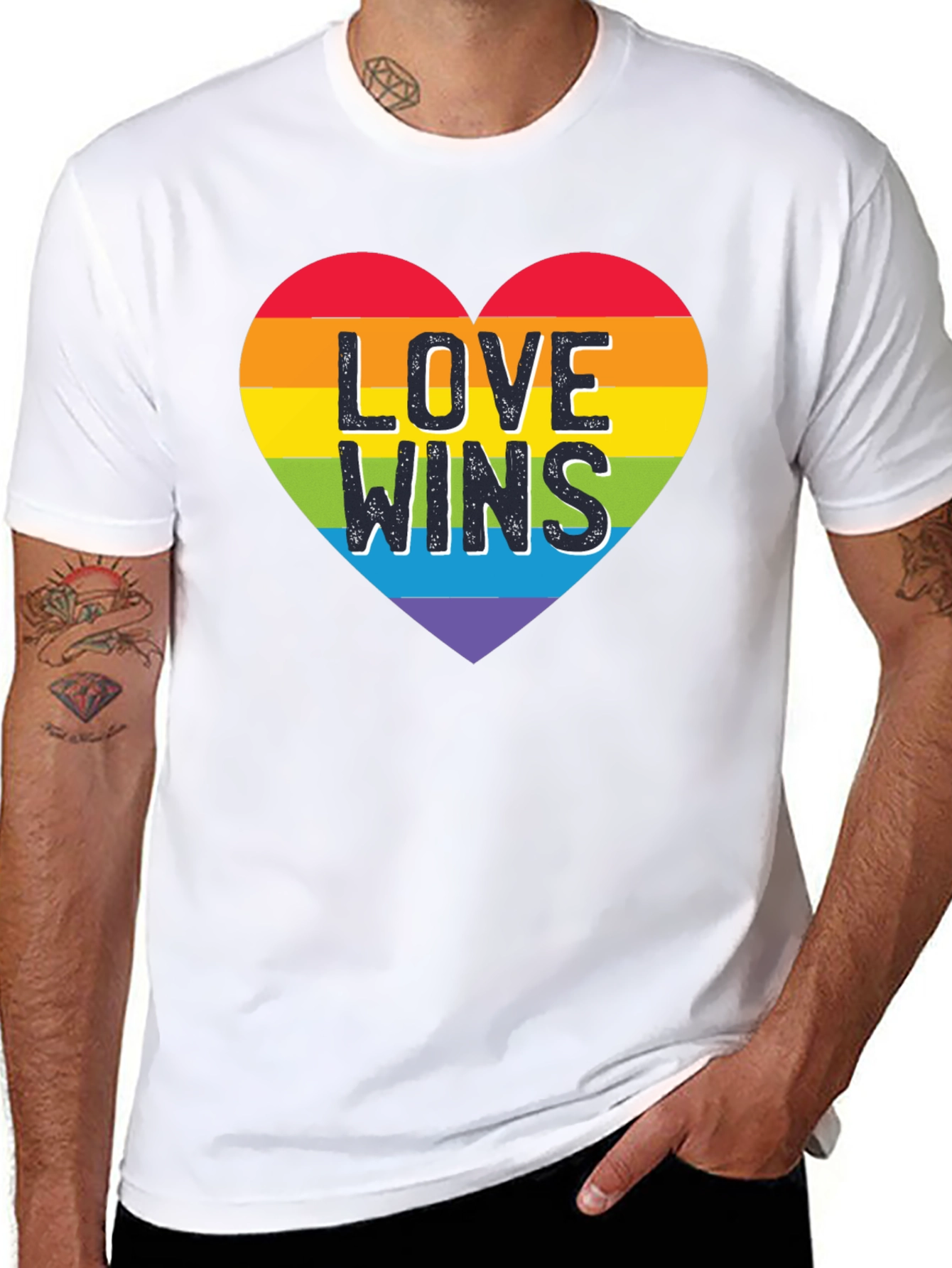 Love Wins Rainbow Heart Graphic Tee