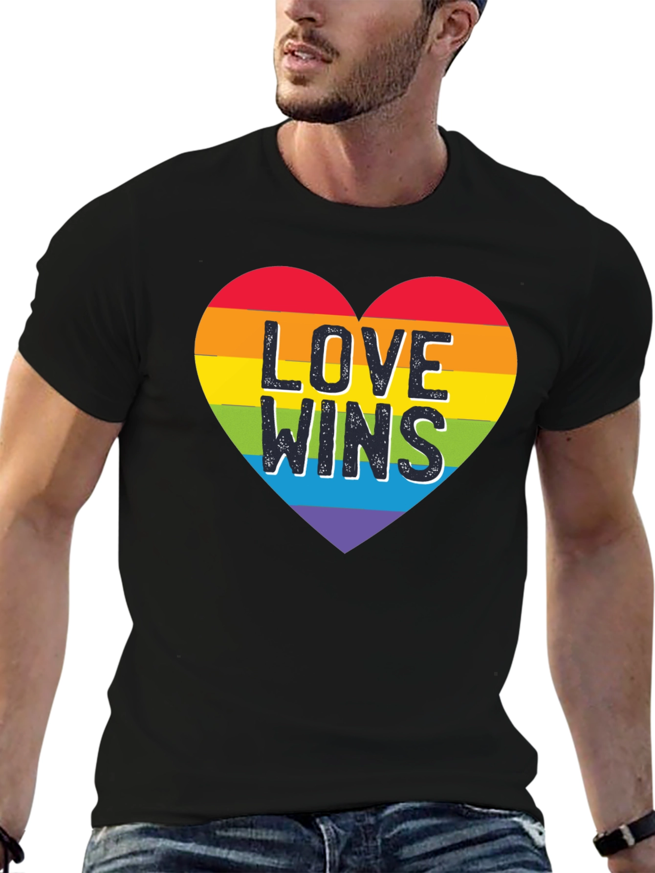 Love Wins Rainbow Heart Graphic Tee