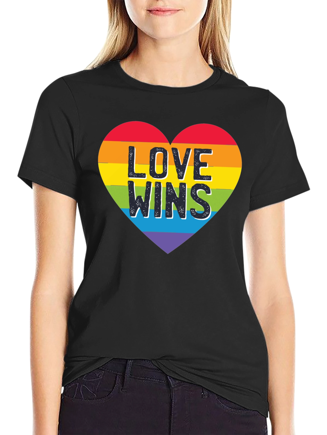 Love Wins Rainbow Heart Graphic Tee