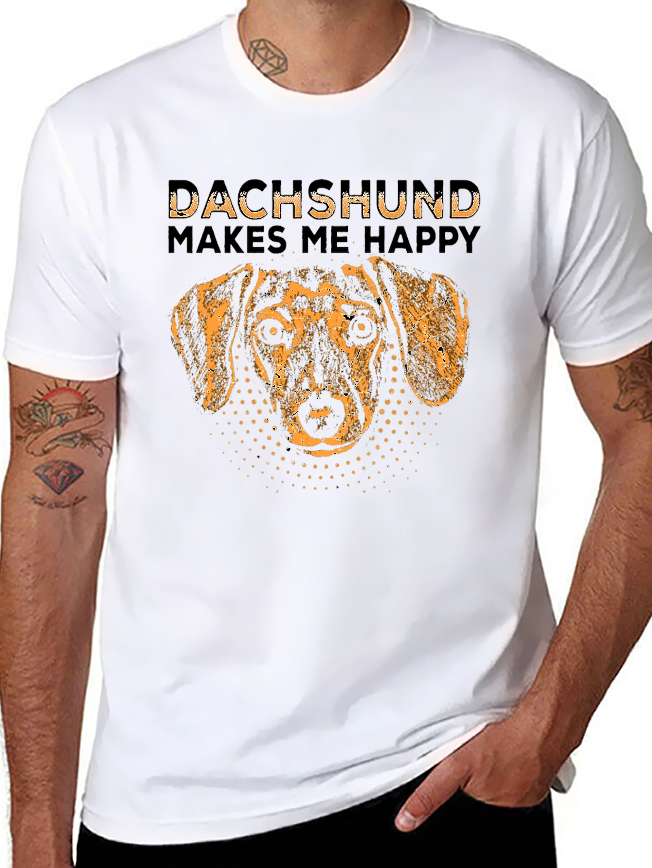 Dachshund Makes Me Happy T-Shirt Dog Lover Tee