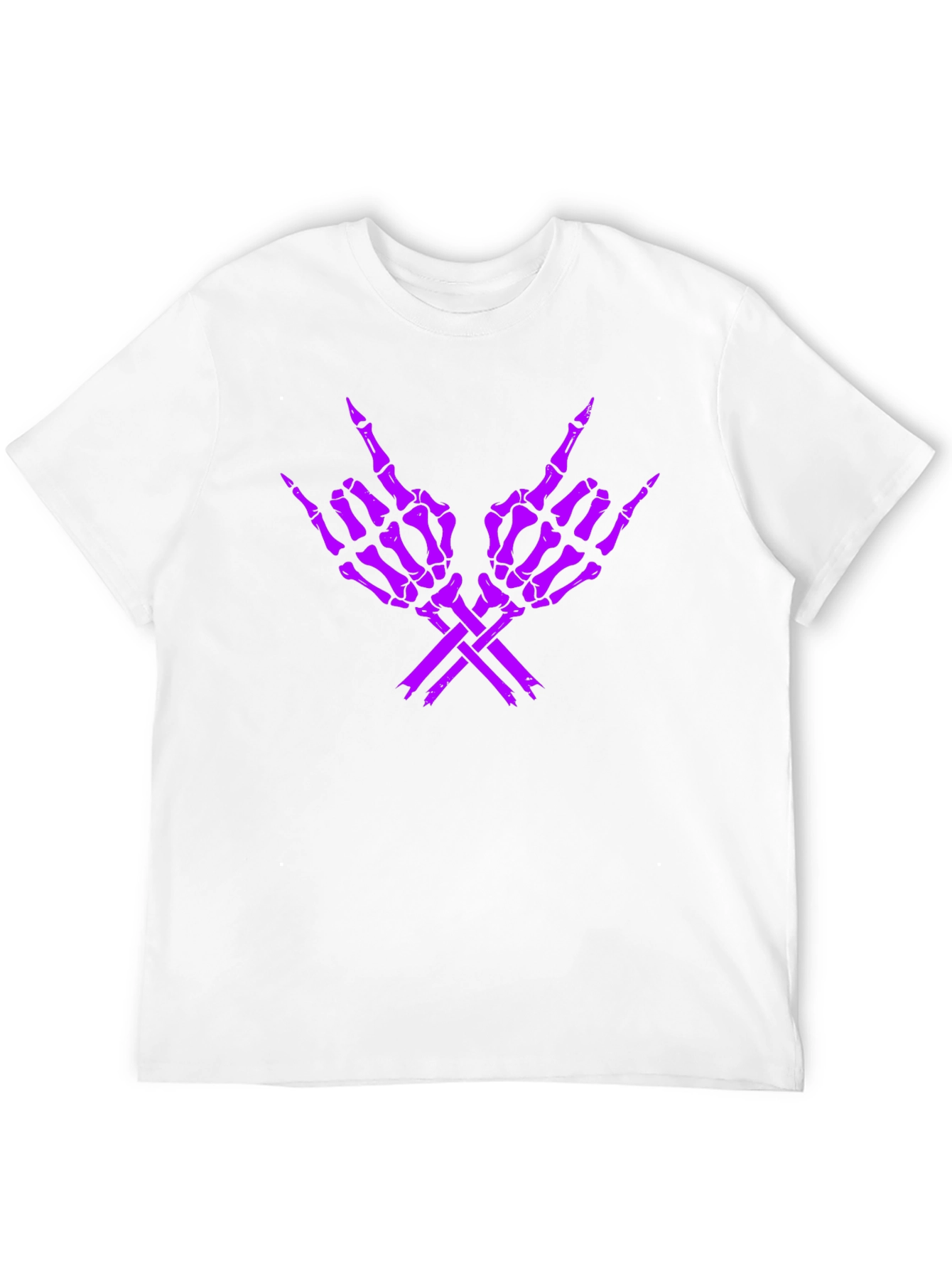 Rock On Skeleton Hand Graphic Tee - Black
