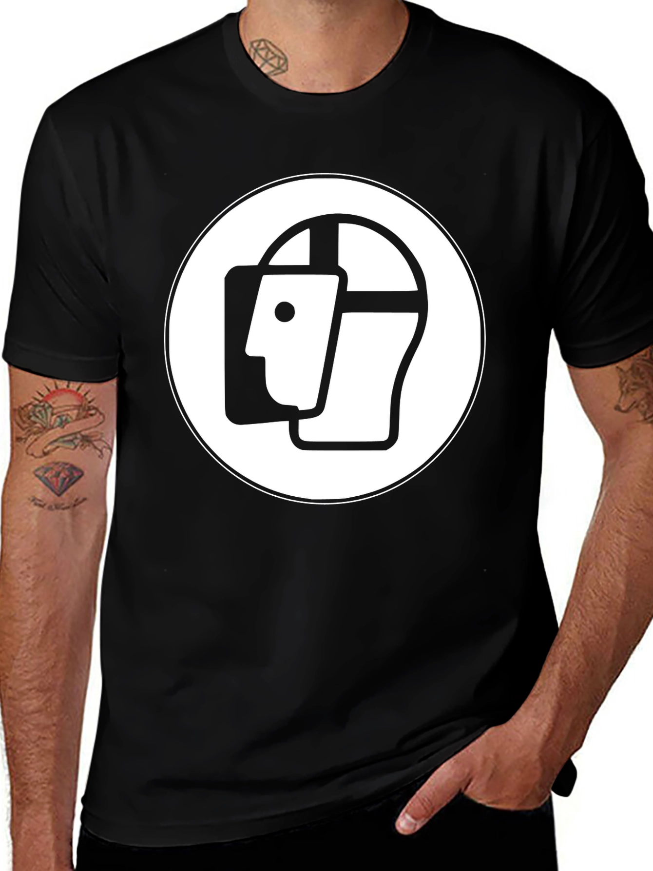 Abstract Face Graphic Black T-Shirt