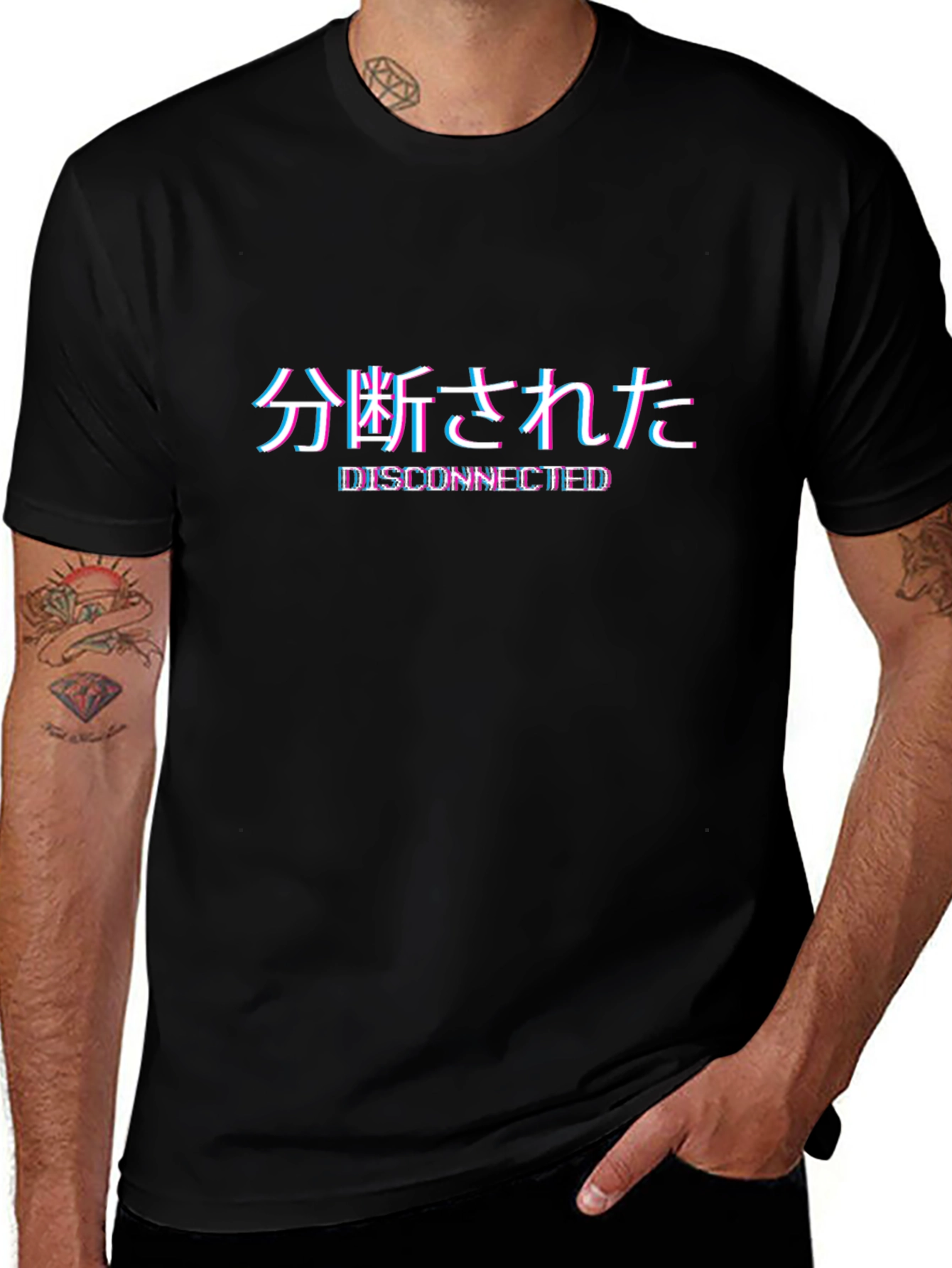 Disconnected Text Graphic Tee - Black