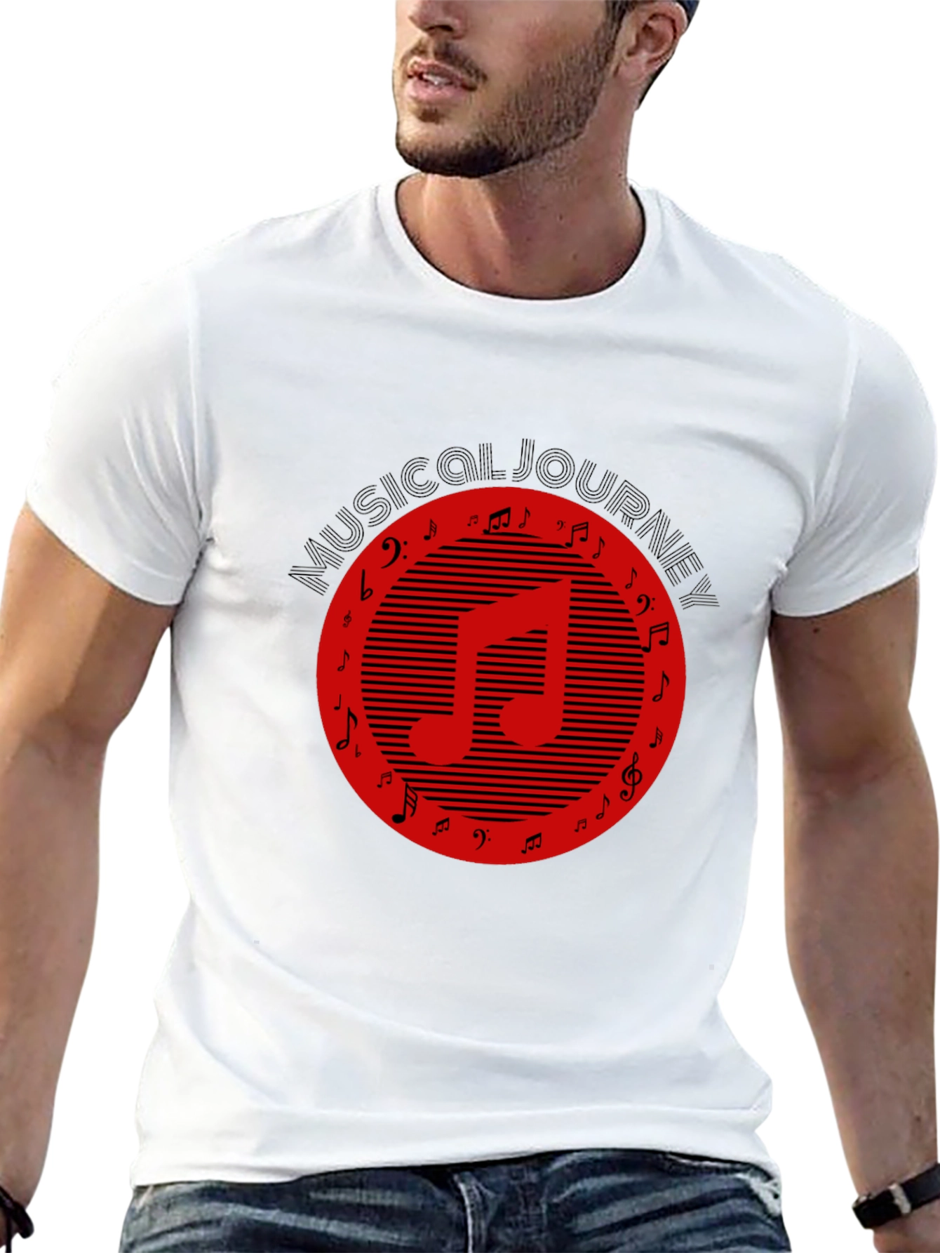 Musical Journey Graphic Tee - Black Cotton T-Shirt