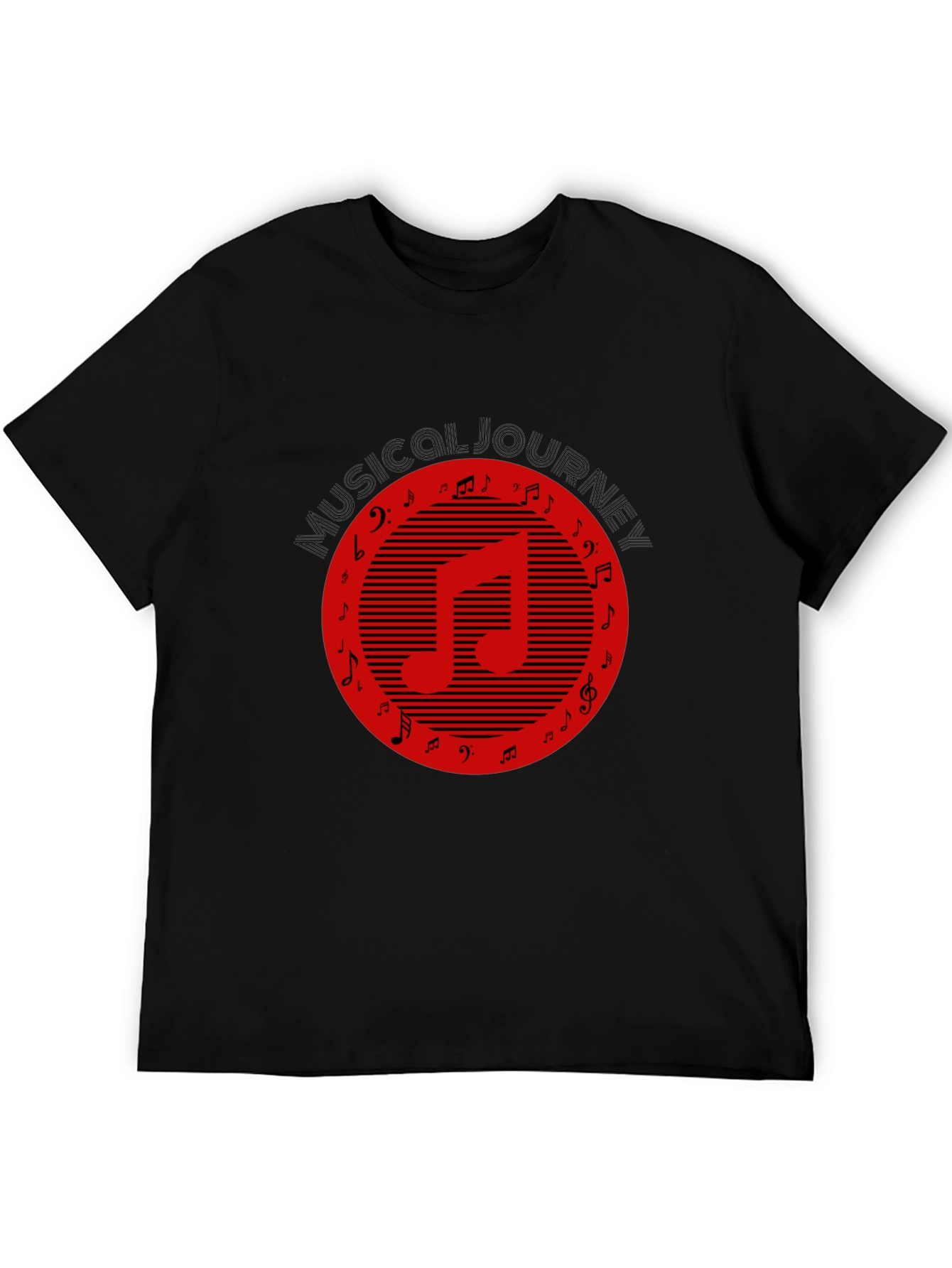 Musical Journey Graphic Tee - Black Cotton T-Shirt