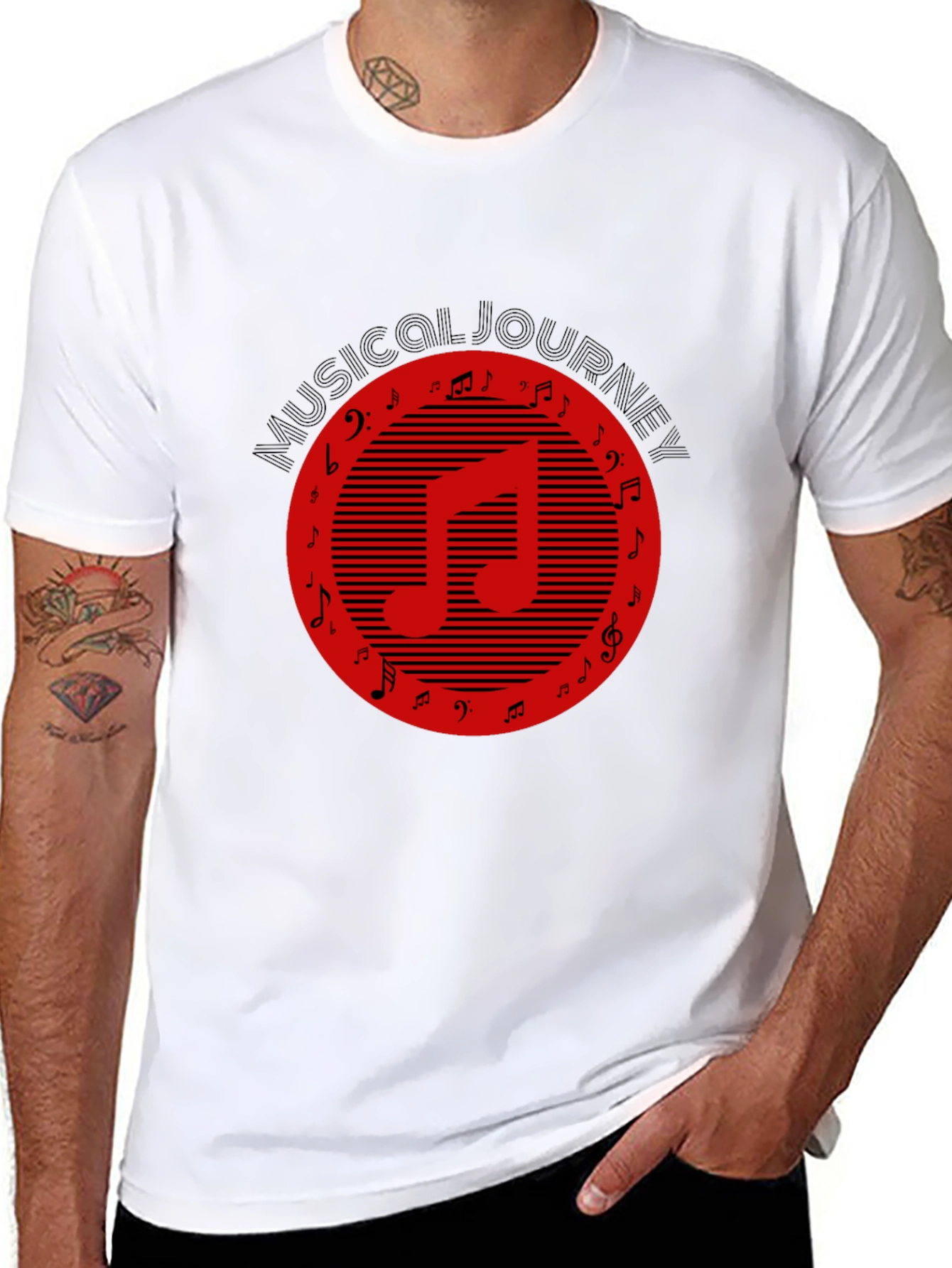 Musical Journey Graphic Tee - Black Cotton T-Shirt