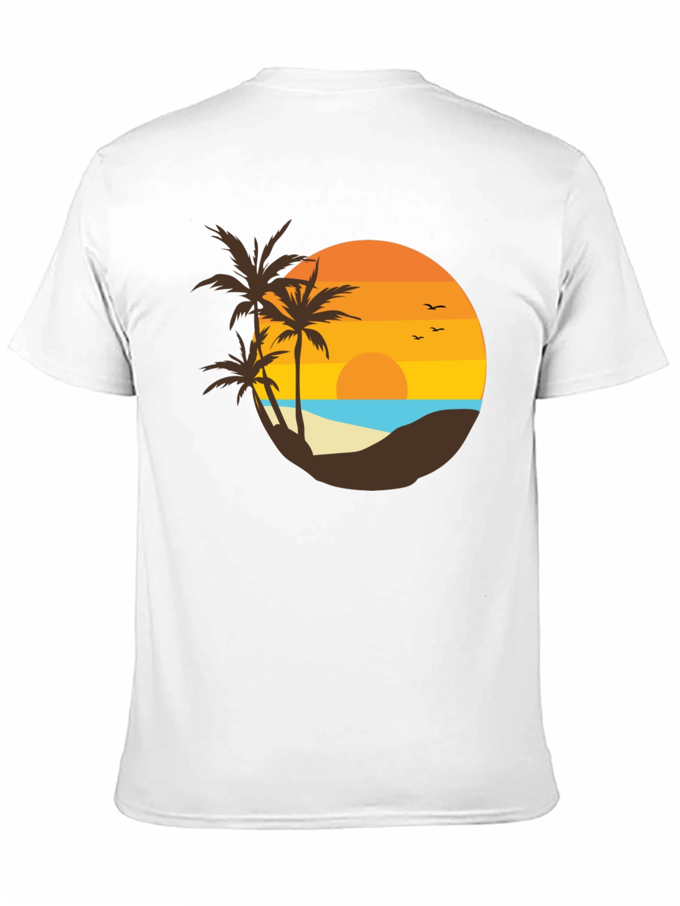 Sunset Beach Graphic Tee - Tropical Palm Design