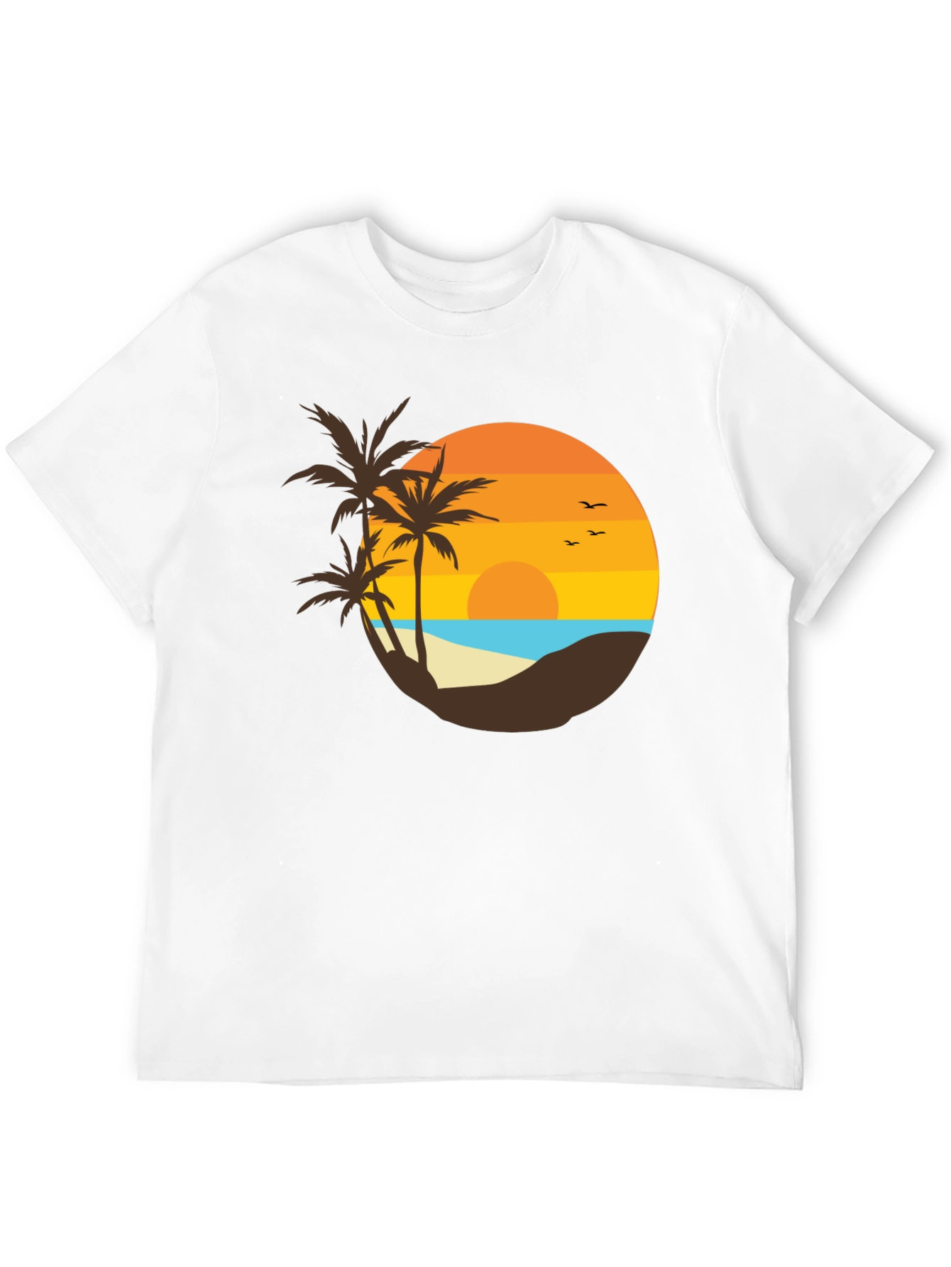 Sunset Beach Graphic Tee - Tropical Palm Design