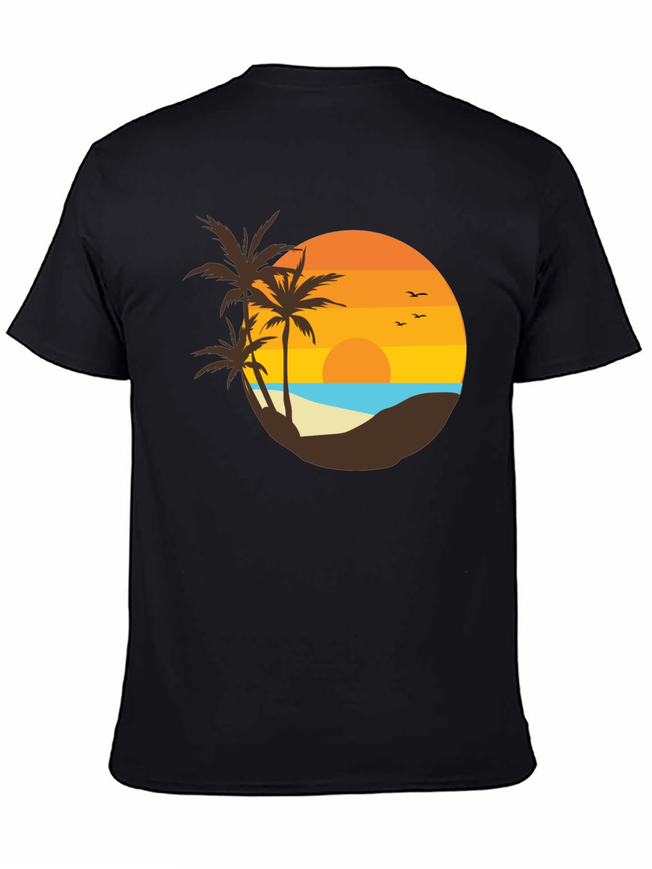 Sunset Beach Graphic Tee - Tropical Palm Design