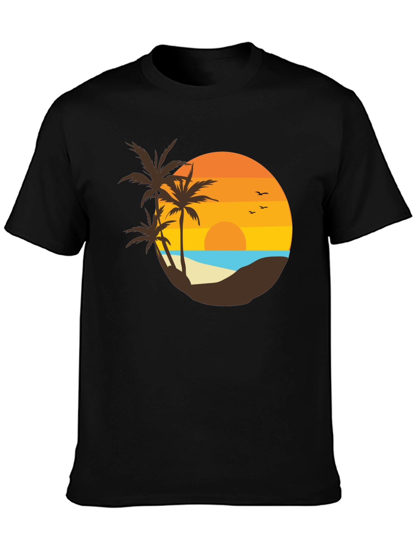 Sunset Beach Graphic Tee - Tropical Palm Design