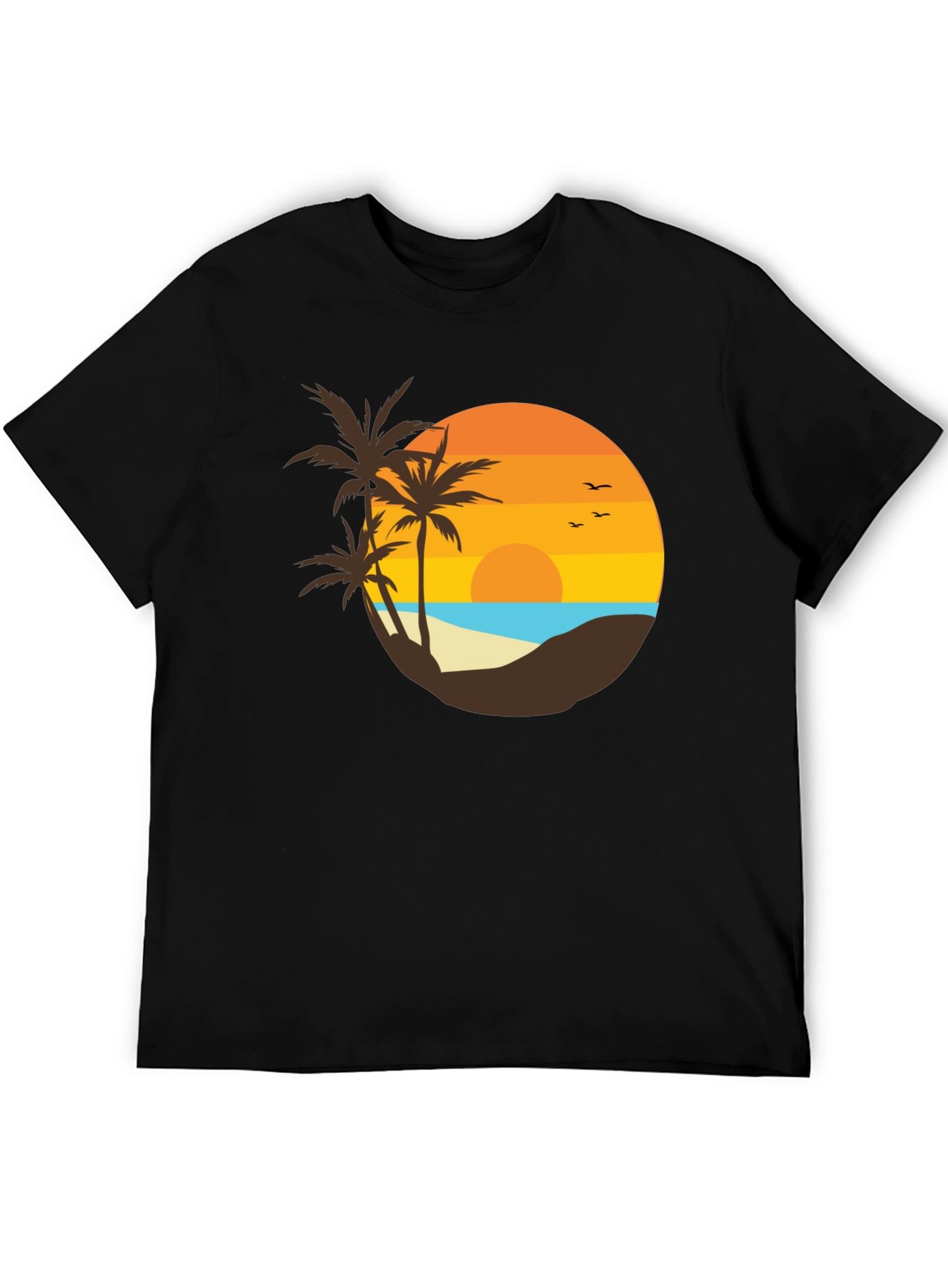 Sunset Beach Graphic Tee - Tropical Palm Design