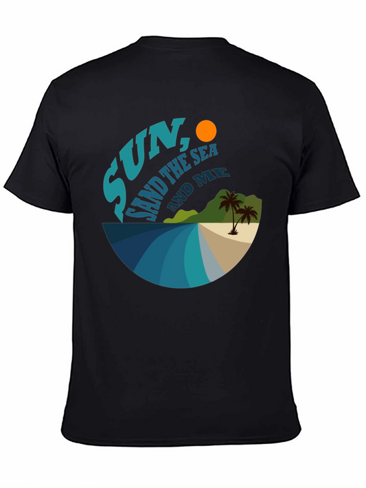 Sun Sand Sea Me T-Shirt Black Cotton Beach Holiday Vacation Unisex