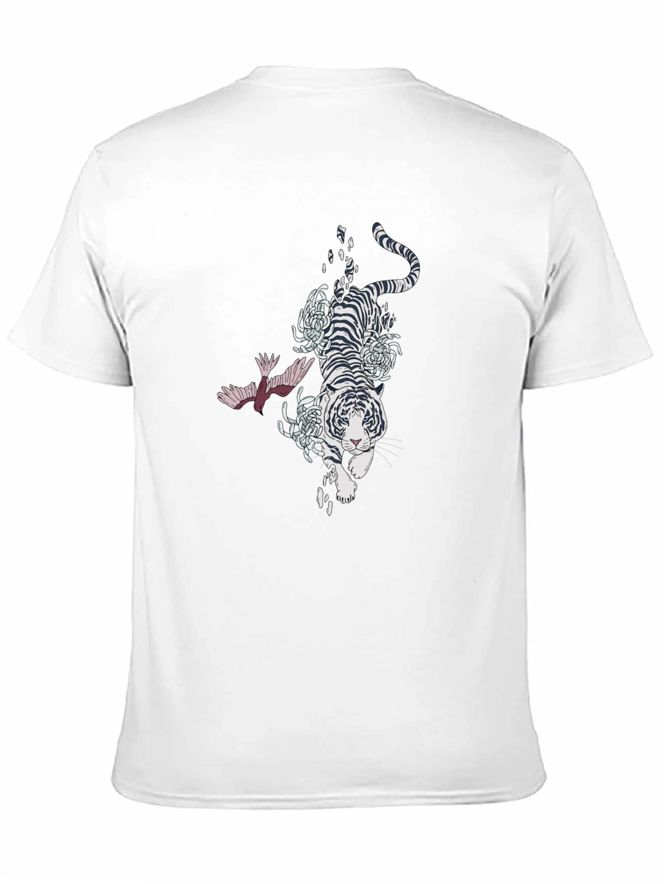 Tiger and Bird Graphic Black T-Shirt
