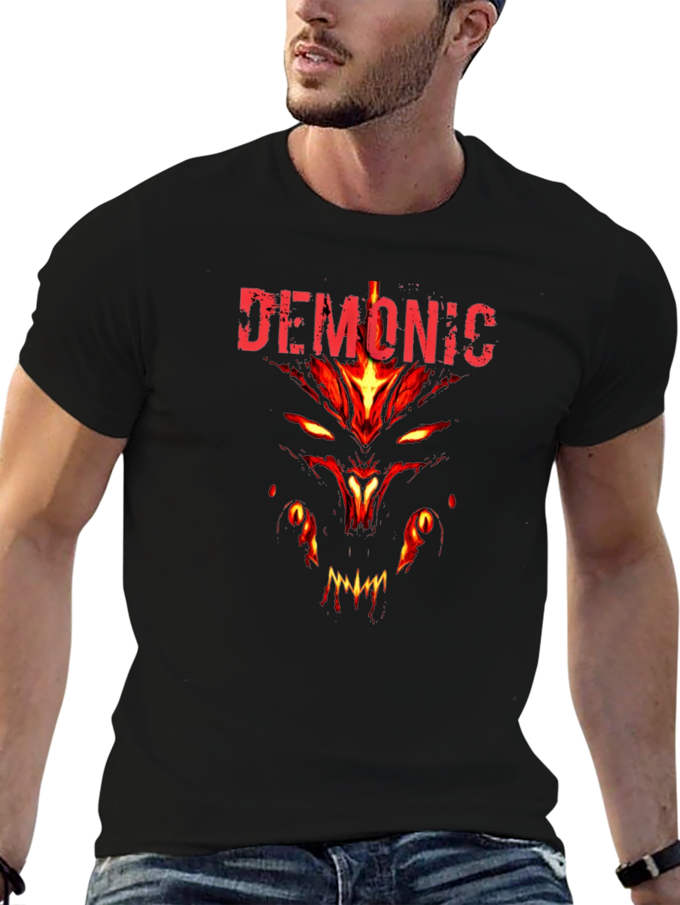 Demonic Graphic Print Tee - Mens Black T-Shirt