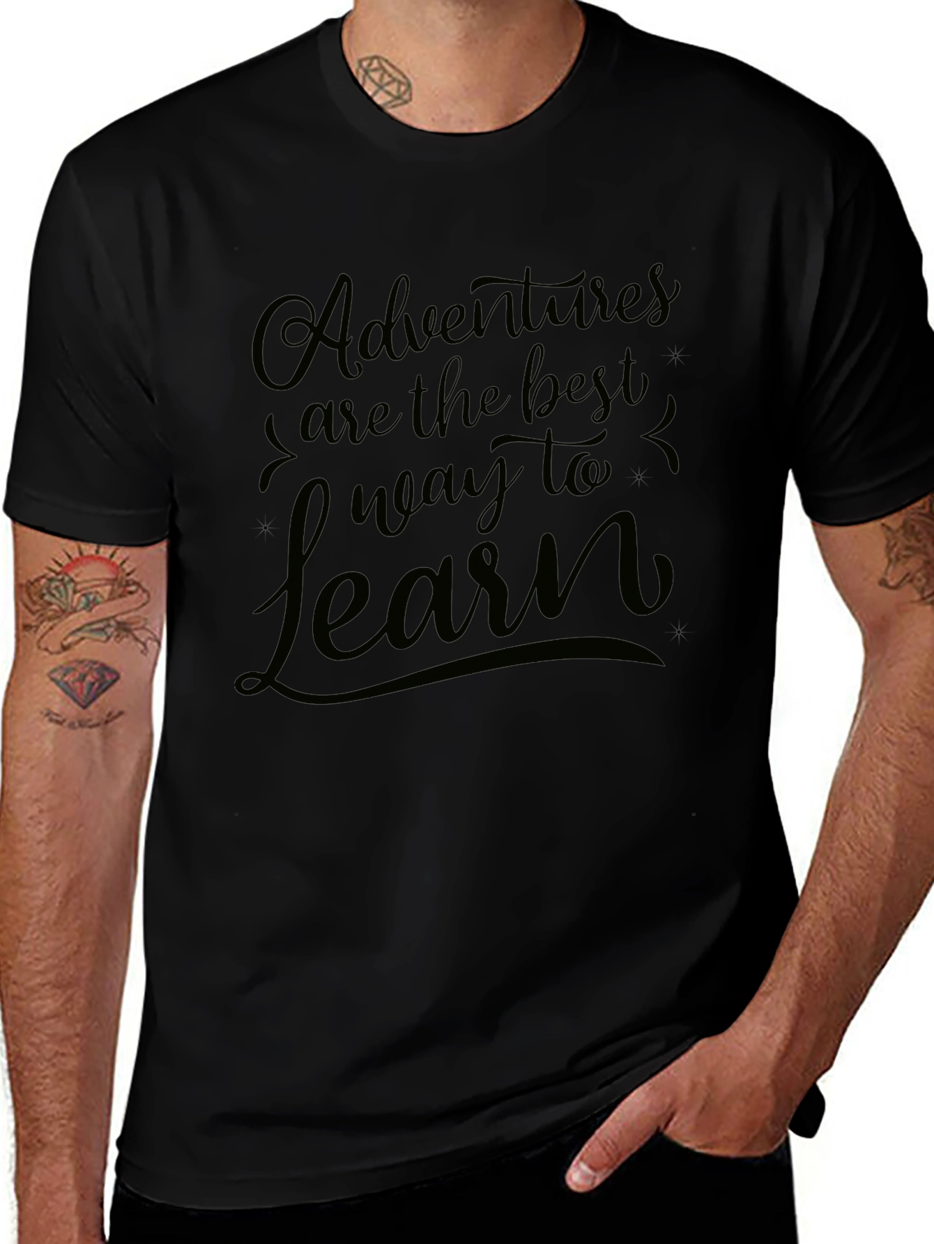 Adventure Awaits Black Graphic Tee Shirt