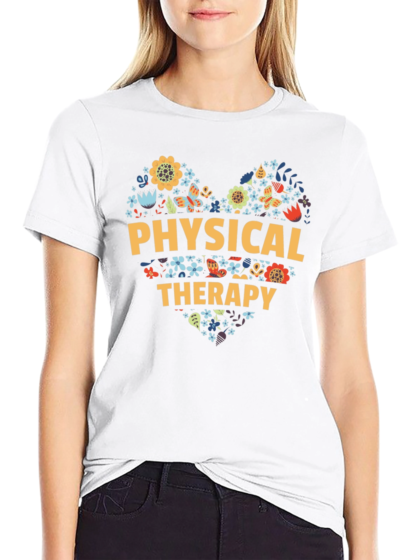 Physical Therapy Heart Floral T-Shirt