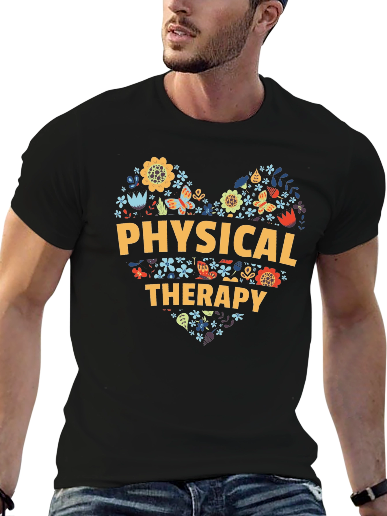 Physical Therapy Heart Floral T-Shirt