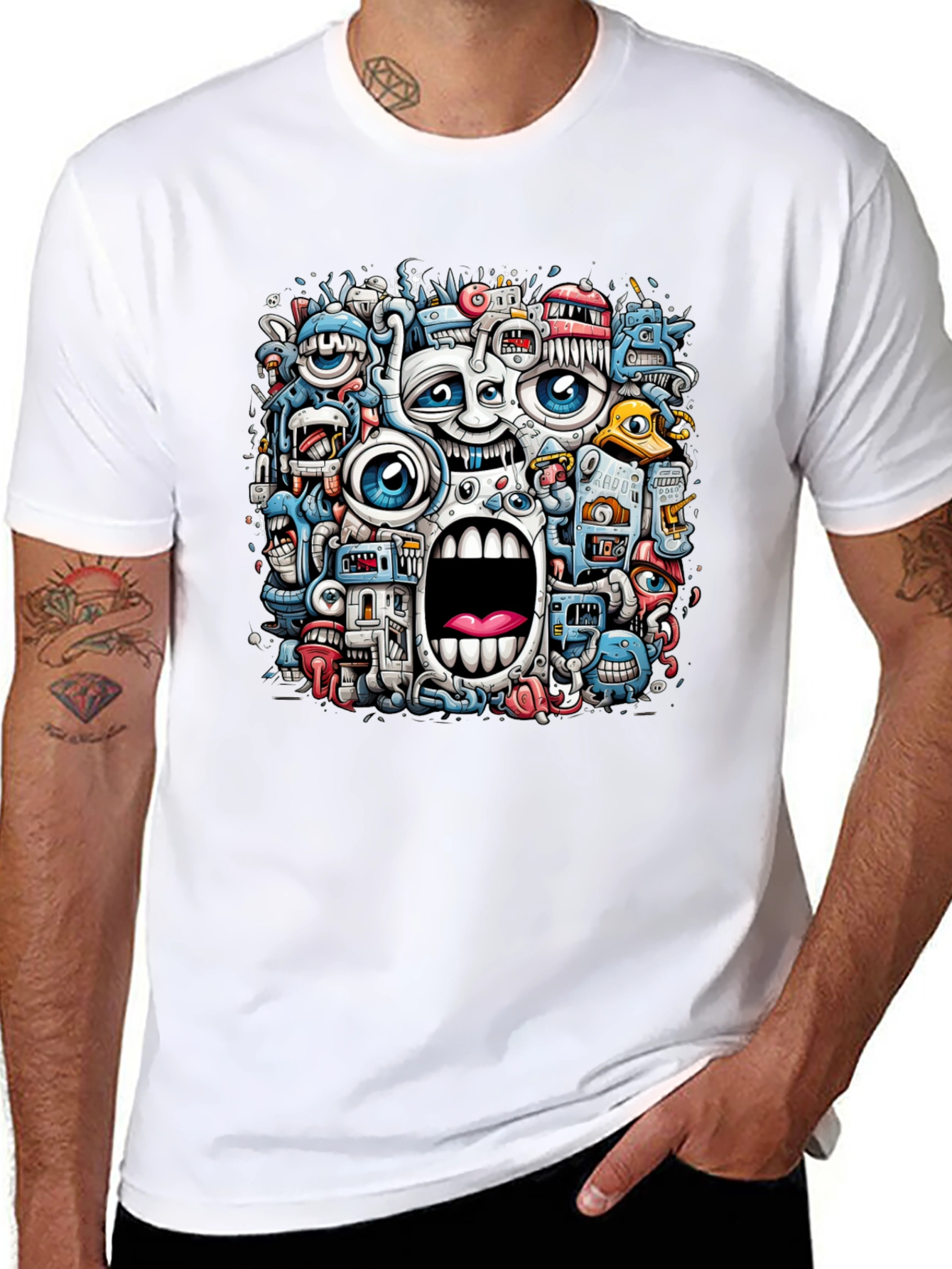 Funky Doodle Art Black T-Shirt