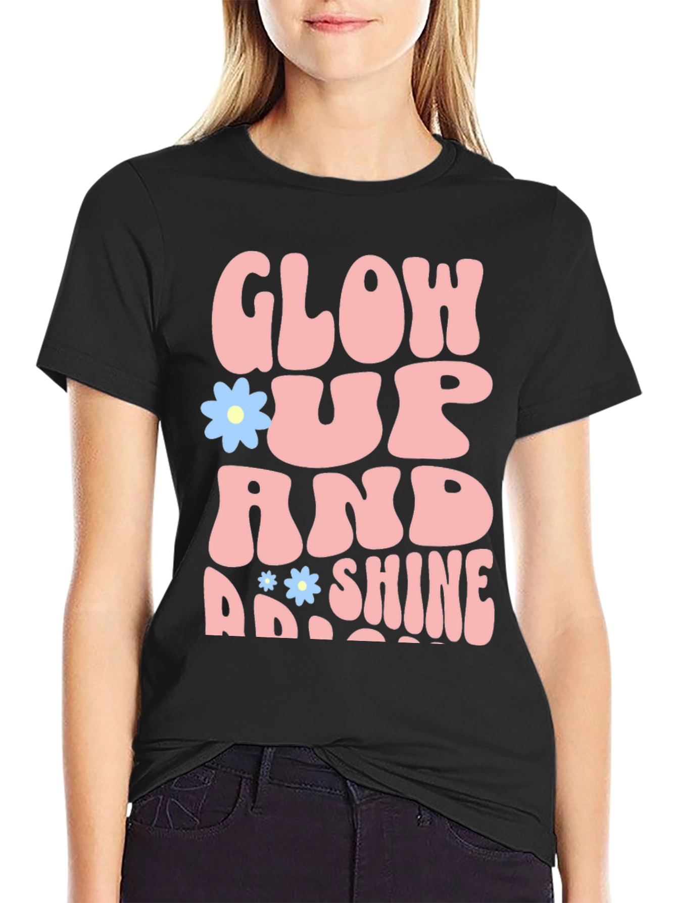 Glow Up and Shine T-Shirt - Trendy Graphic Tee