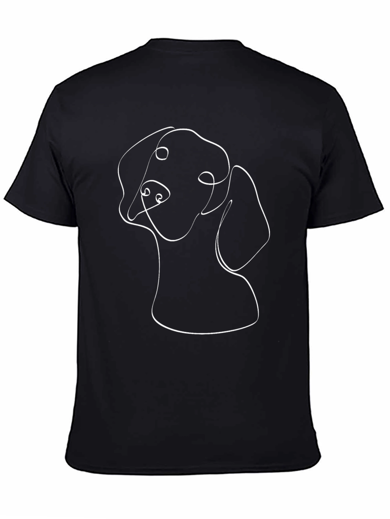 Minimalist Dog Line Art Black T-Shirt