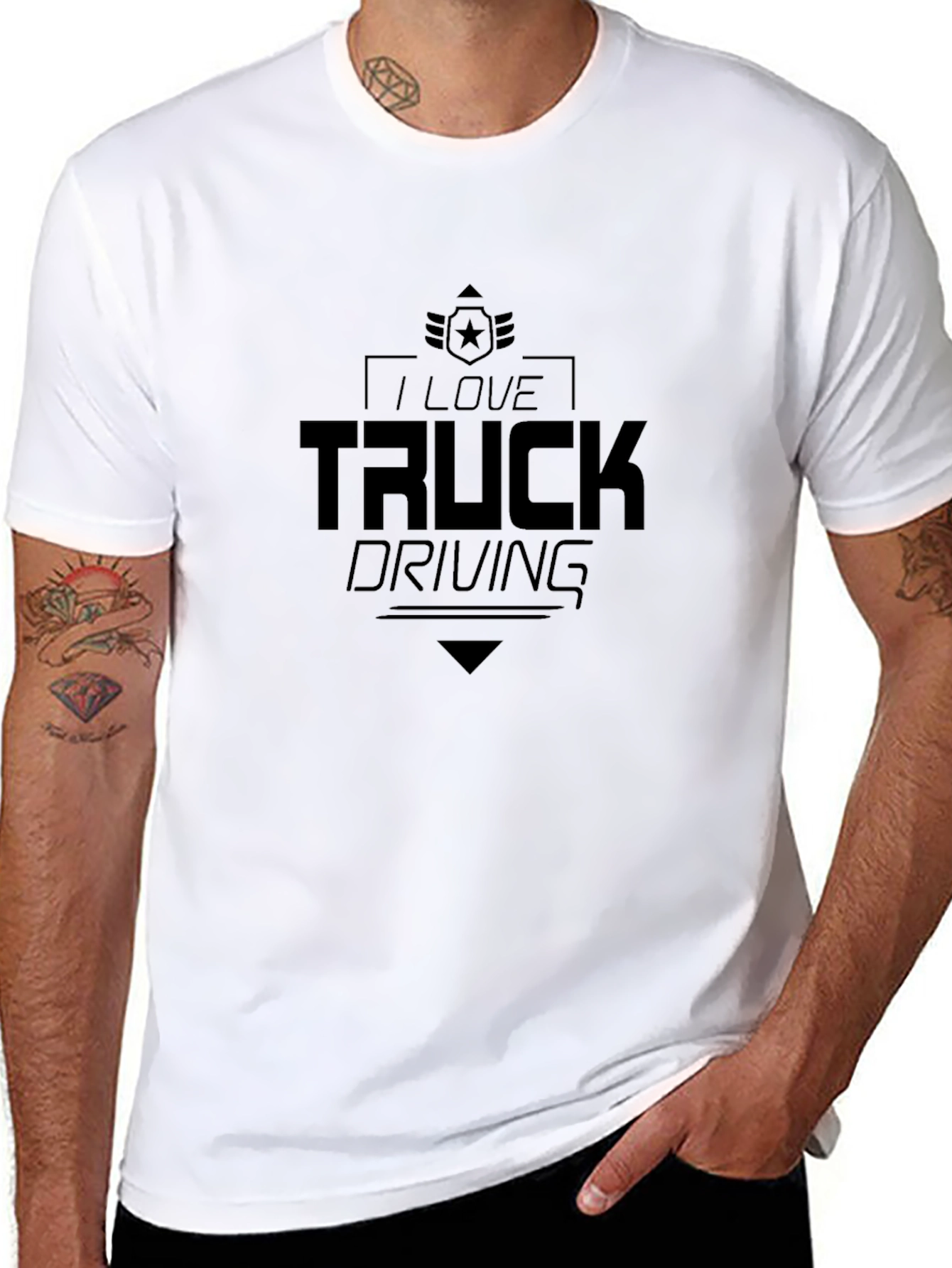 I Love Truck Driving Graphic Tee - Black
