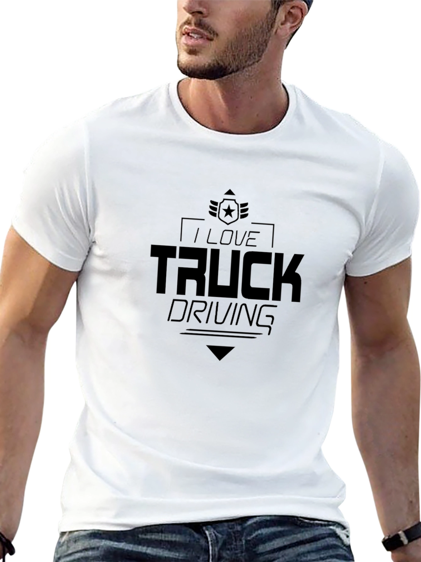 I Love Truck Driving Graphic Tee - Black