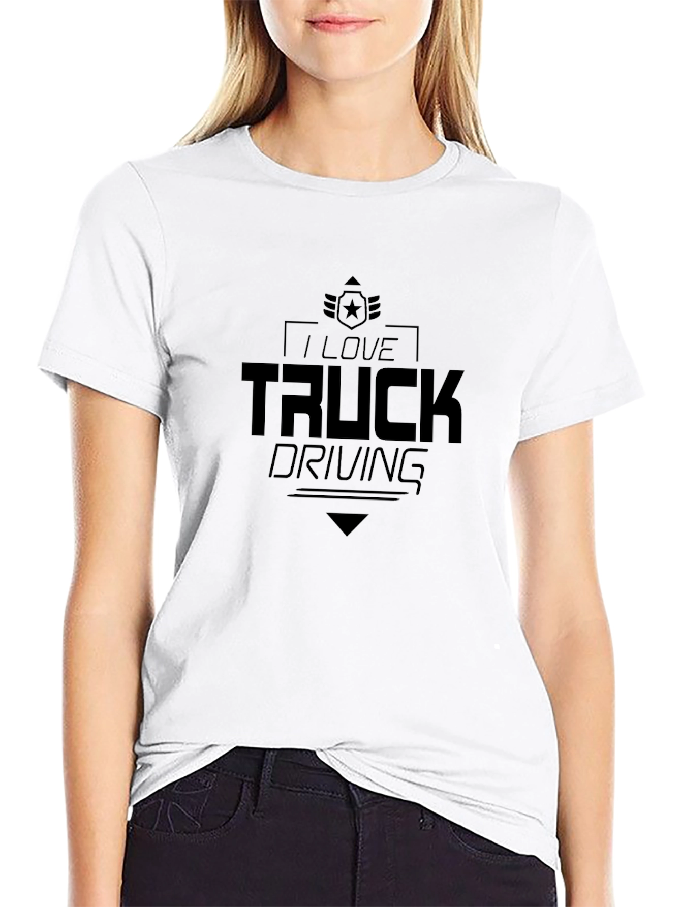 I Love Truck Driving Graphic Tee - Black