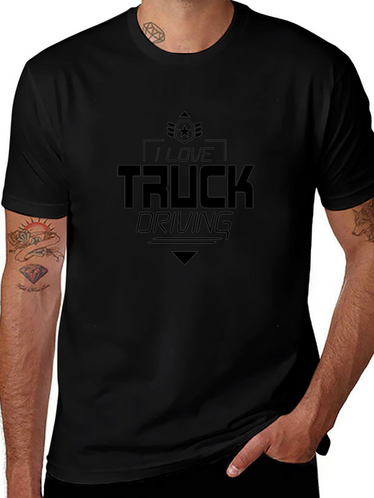 I Love Truck Driving Graphic Tee - Black