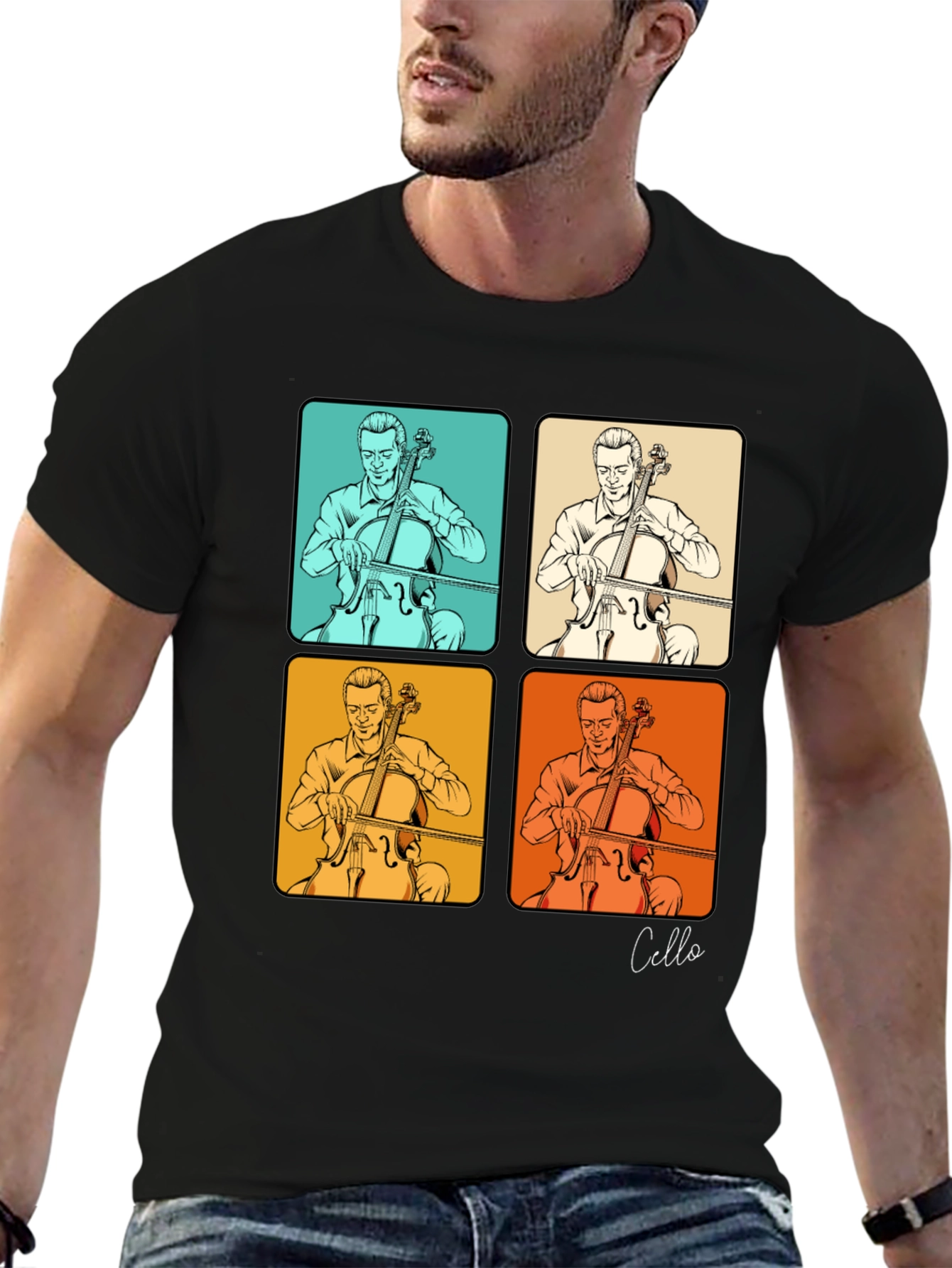Cello Player T-Shirt - Retro Pop Art Design