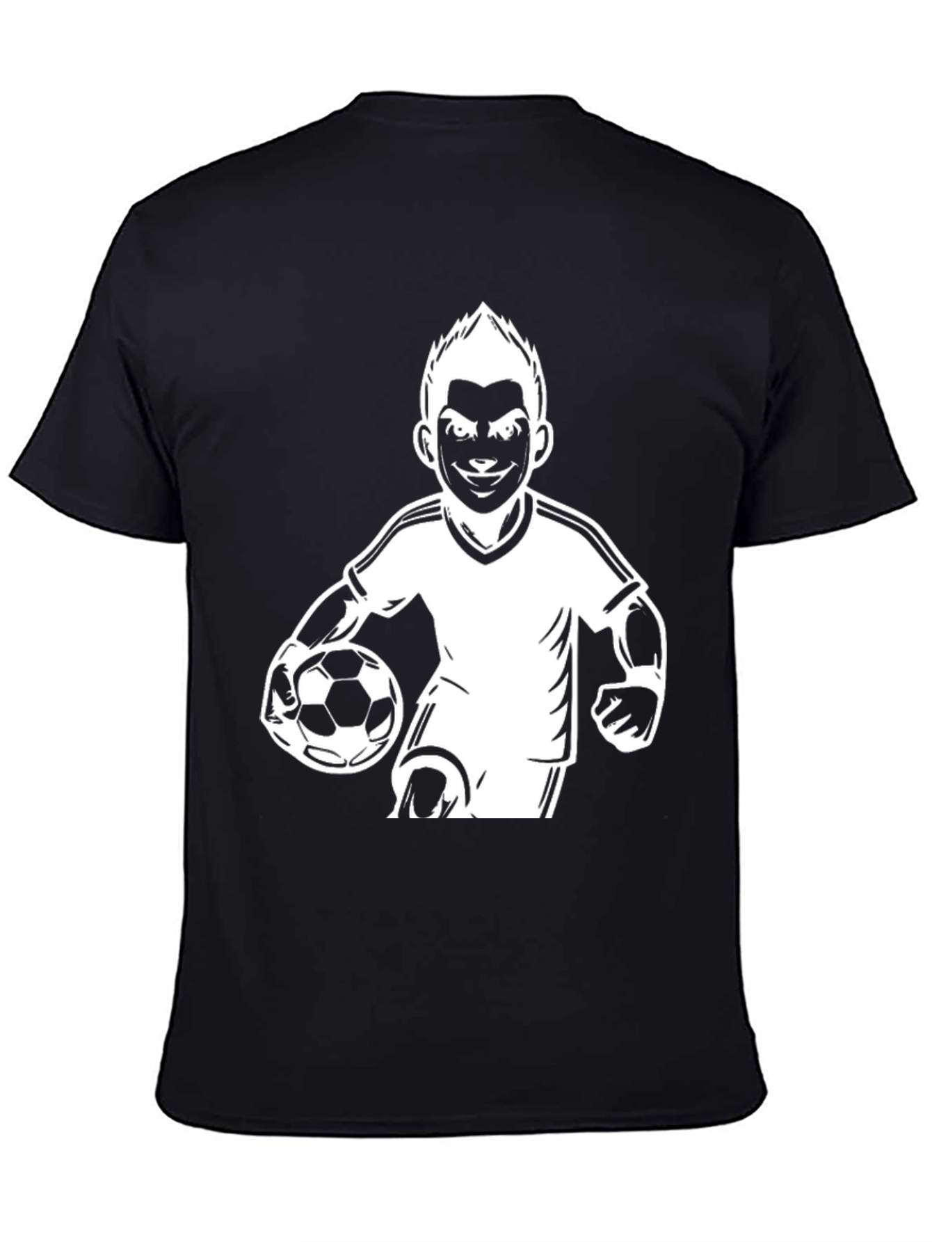 Mens Black Soccer Player Graphic T-Shirt