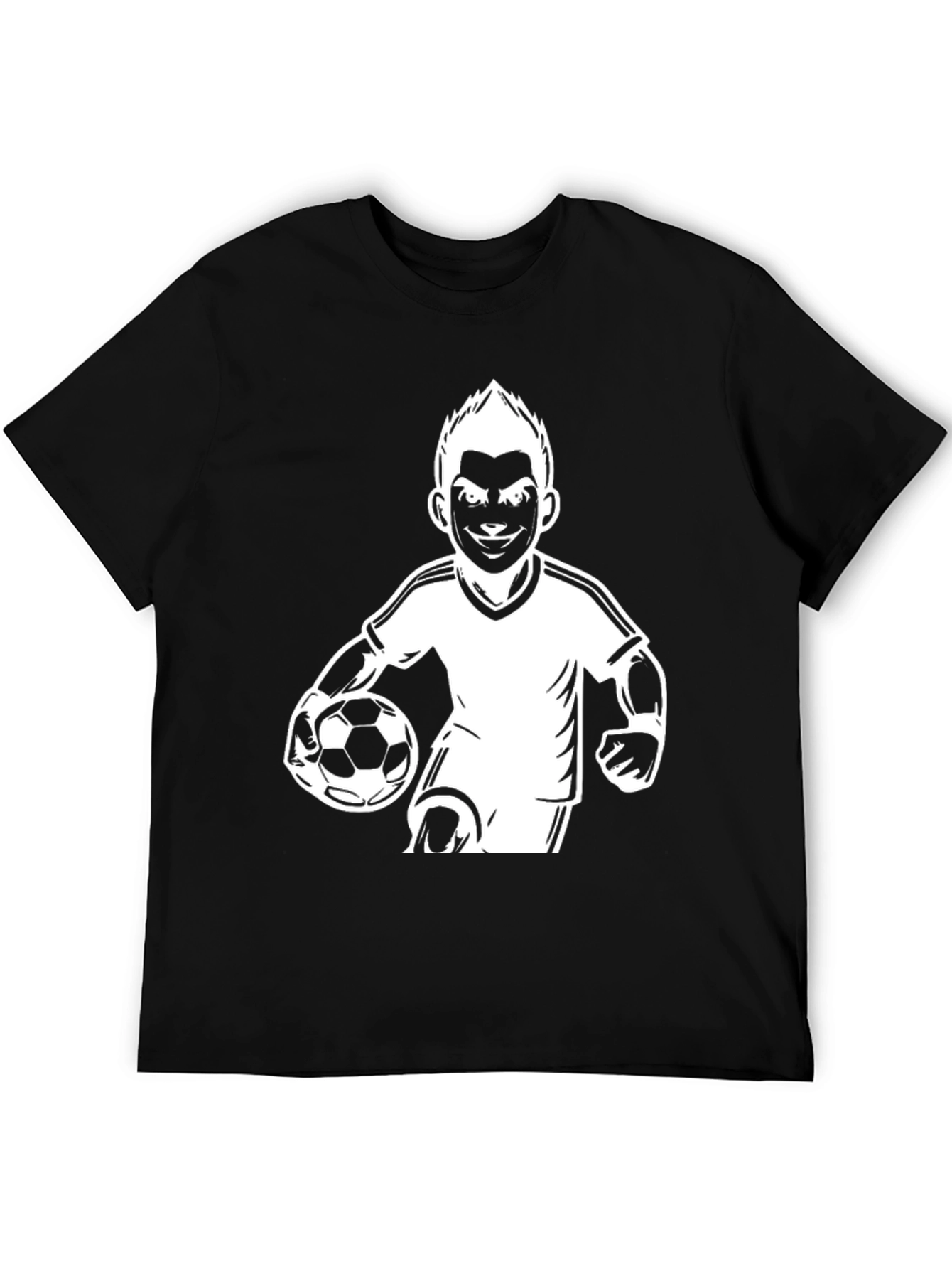 Mens Black Soccer Player Graphic T-Shirt