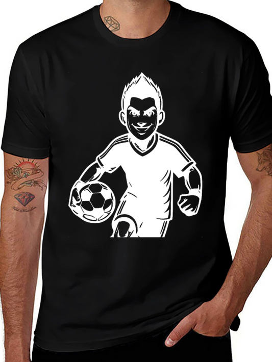 Mens Black Soccer Player Graphic T-Shirt