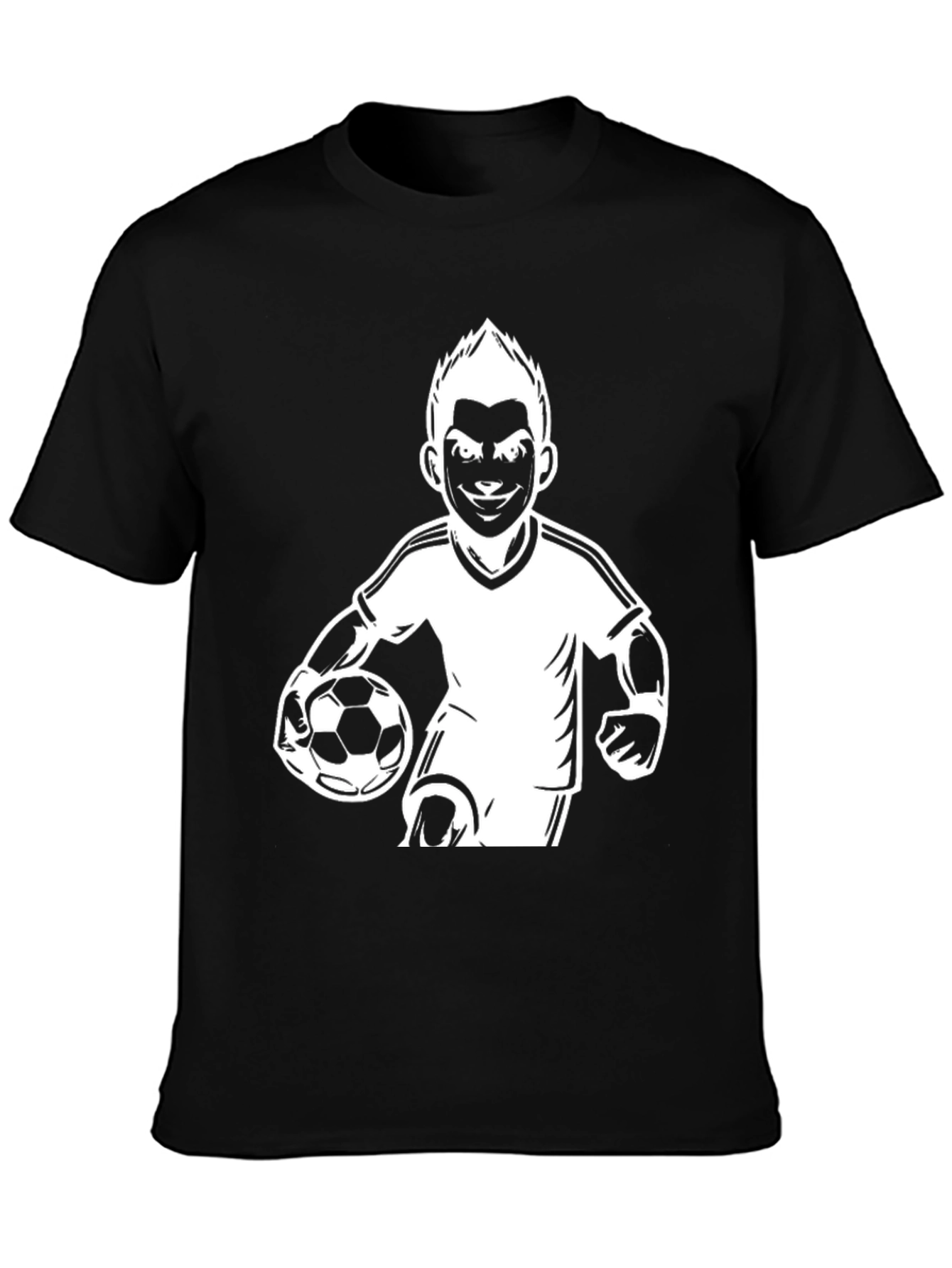 Mens Black Soccer Player Graphic T-Shirt