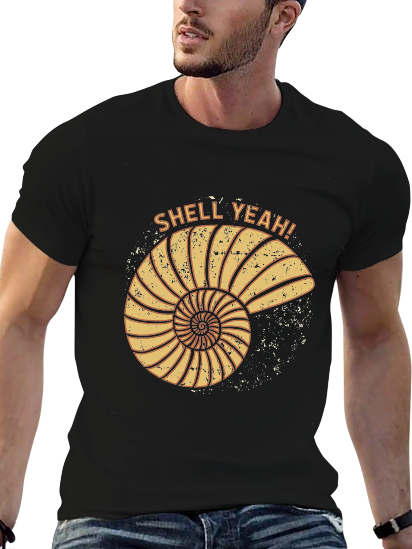 Shell Yeah! Graphic Print T-Shirt - Black Cotton Tee