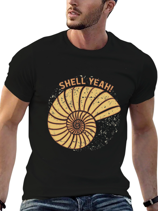 Shell Yeah! Graphic Print T-Shirt - Black Cotton Tee