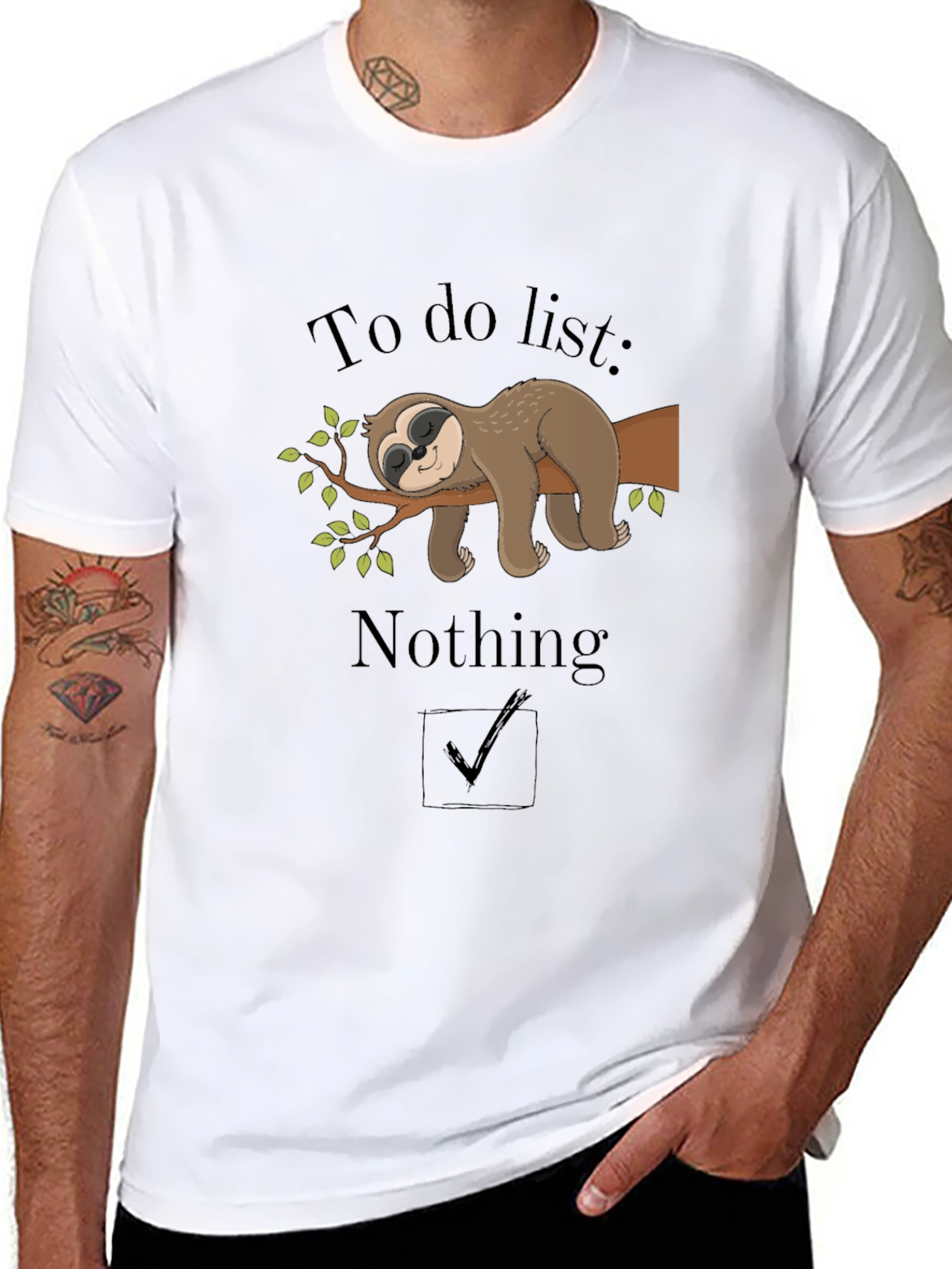Lazy Sloth To Do Nothing Black T-Shirt