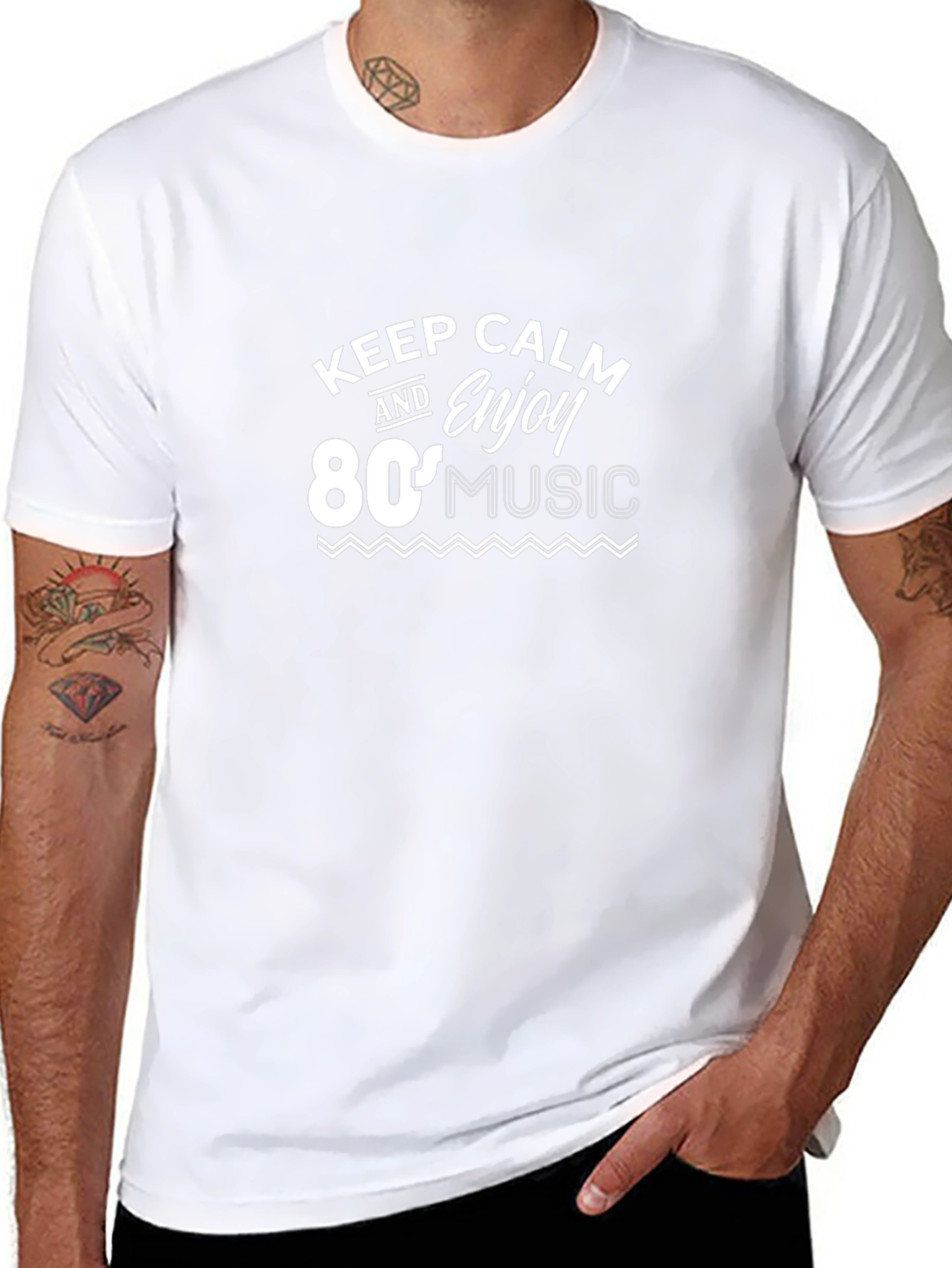 Keep Calm & Enjoy 80s Music - Black T-Shirt