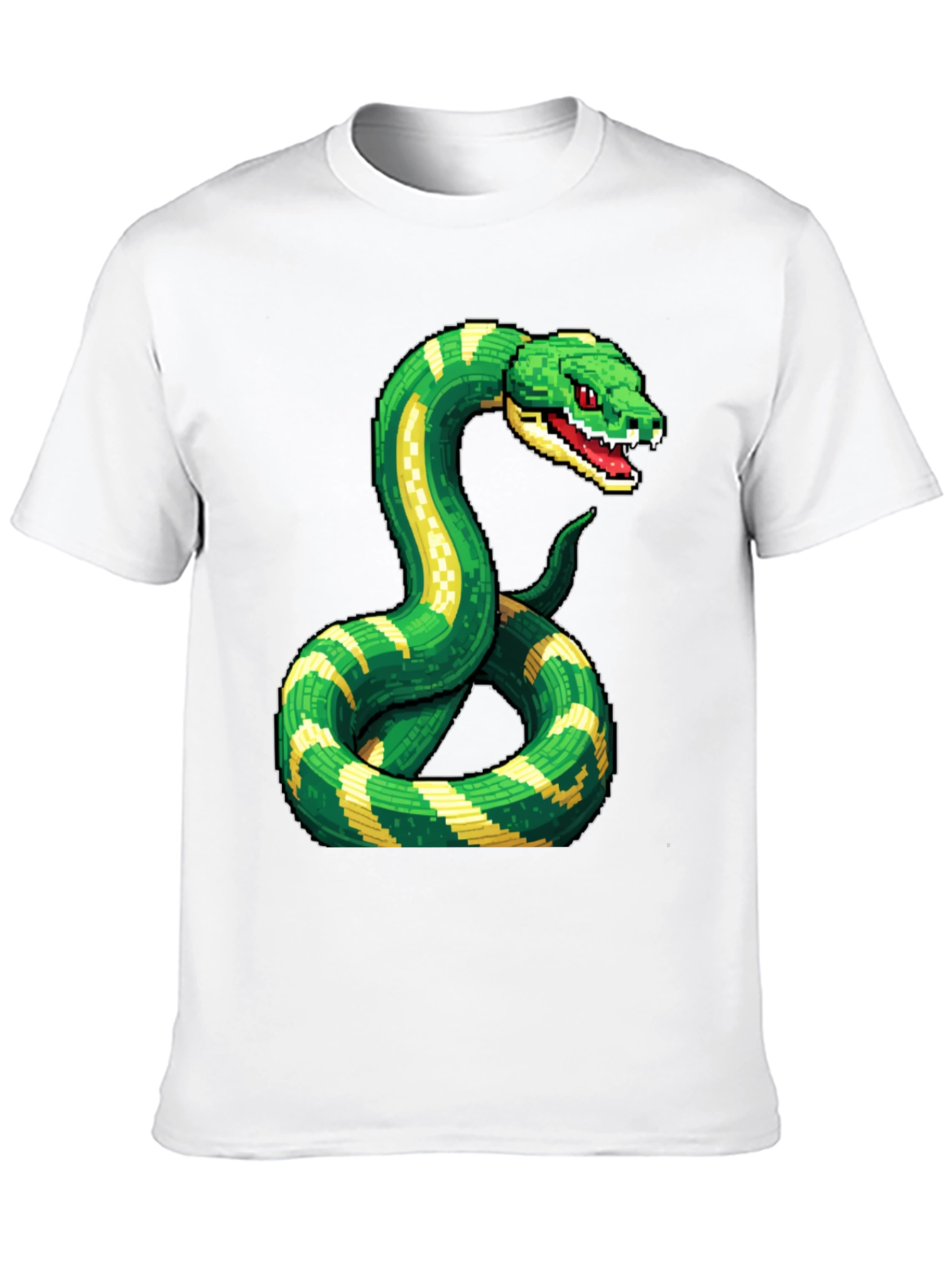 Pixelated Snake Graphic Tee - Gamer Style
