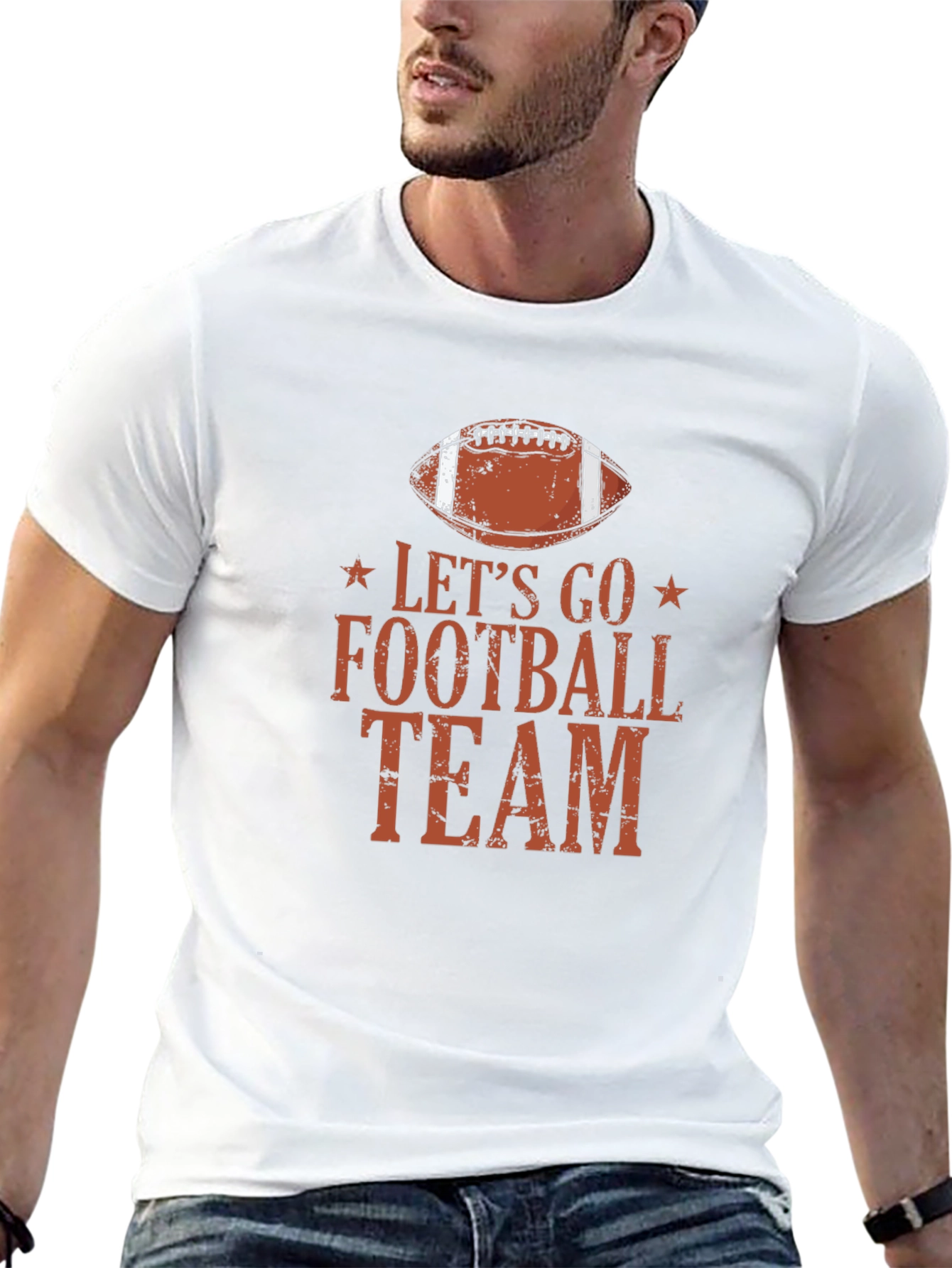 Lets Go Football Team Graphic T-Shirt