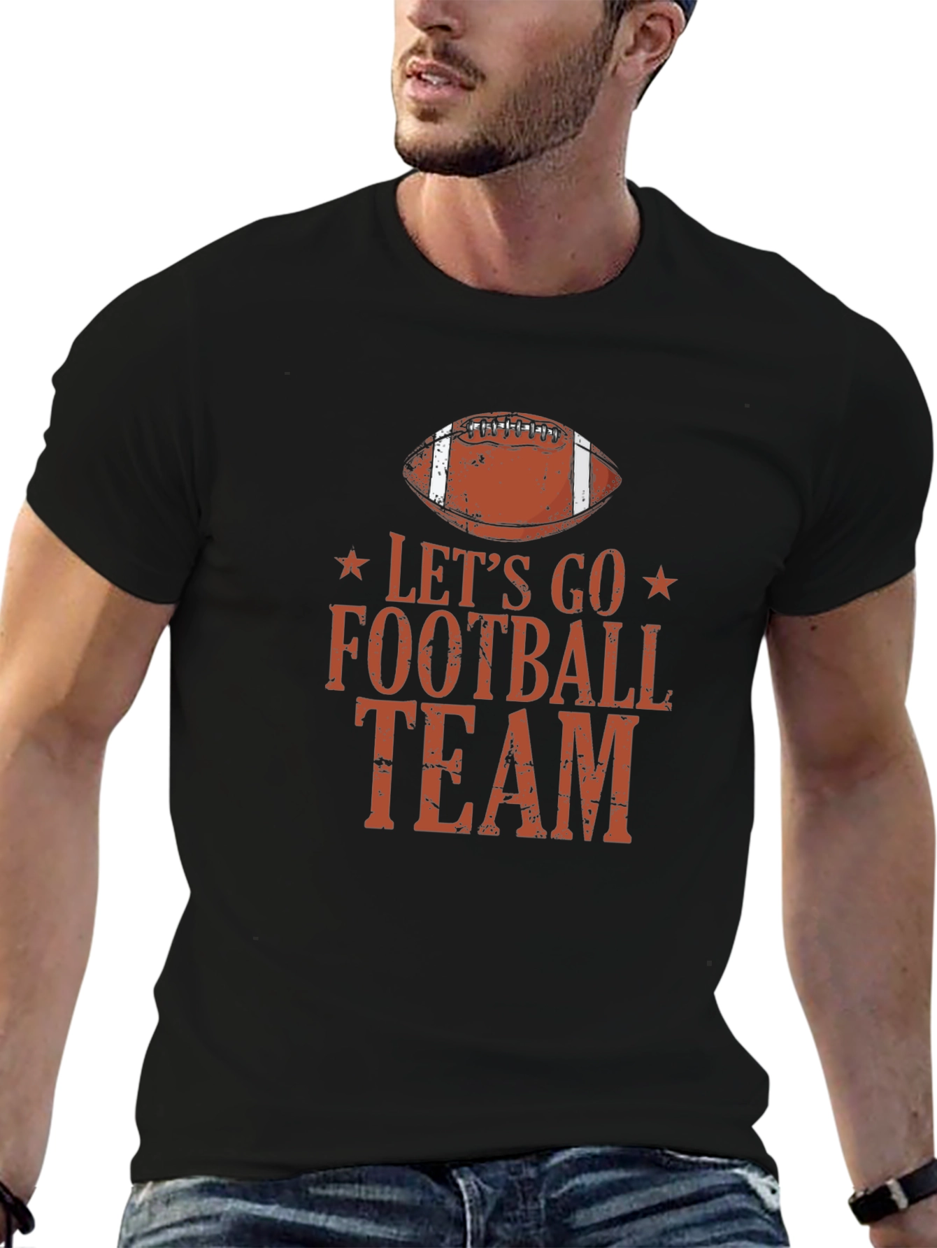 Lets Go Football Team Graphic T-Shirt