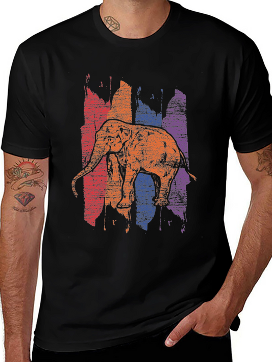 Retro Elephant Graphic T-Shirt - Vintage Style
