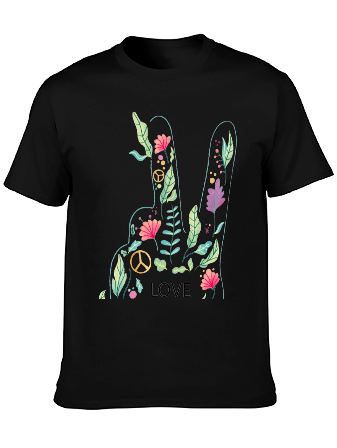 Peace Love Flower Graphic Tee - Soft Cotton Blend