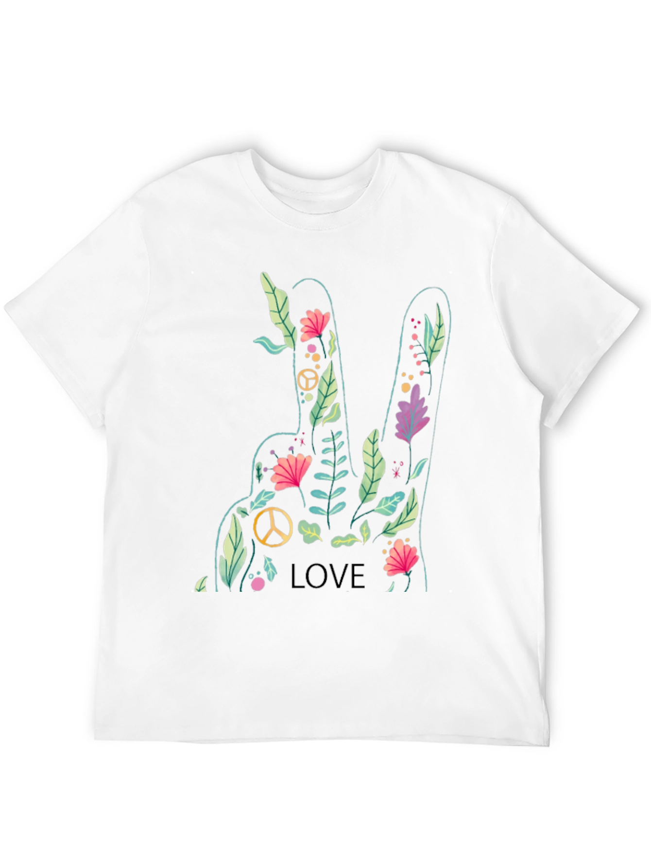 Peace Love Flower Graphic Tee - Soft Cotton Blend