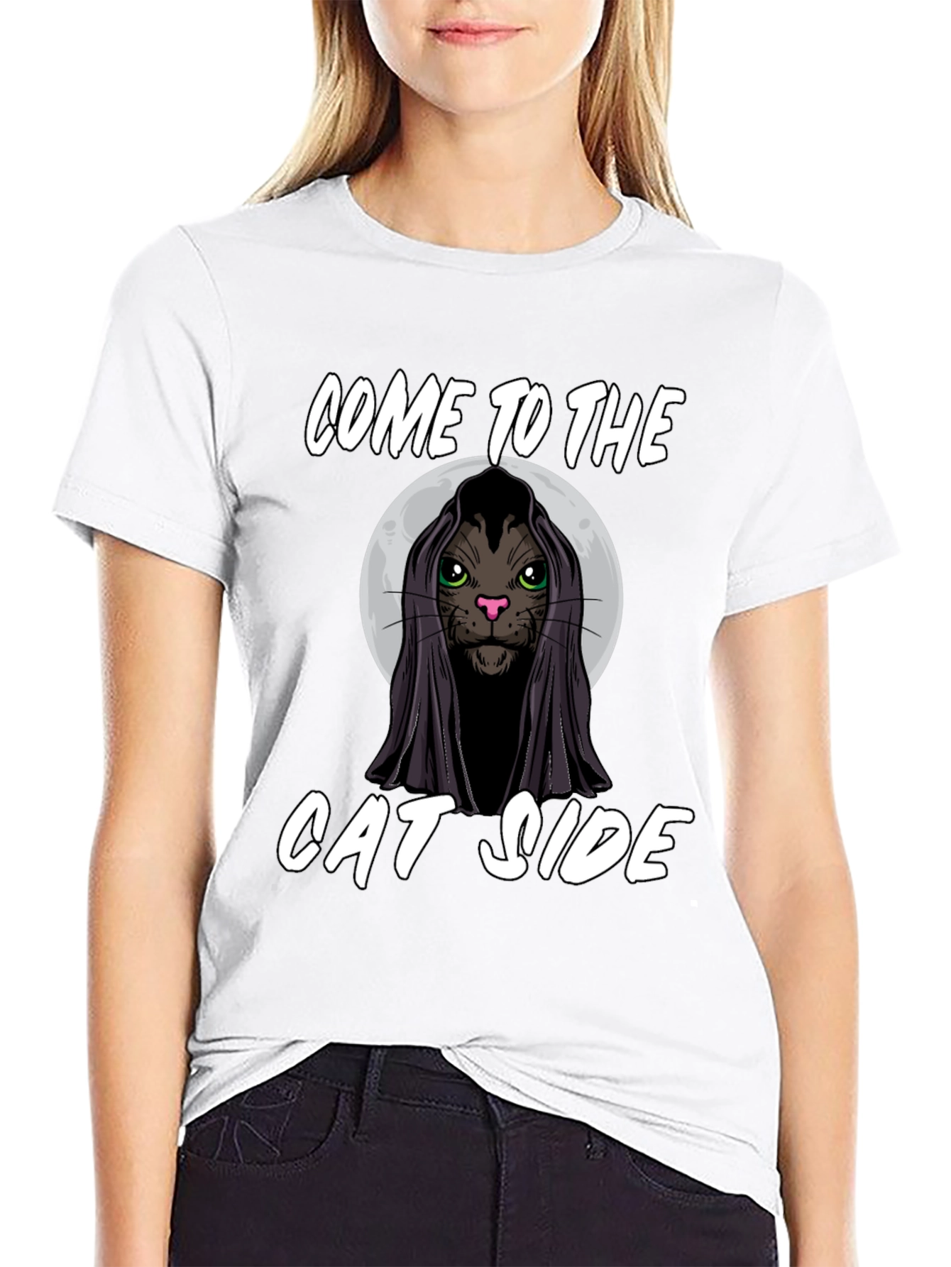 Come to the Cat Side Black T-Shirt