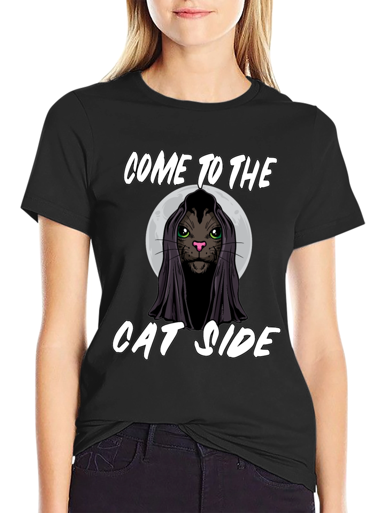 Come to the Cat Side Black T-Shirt