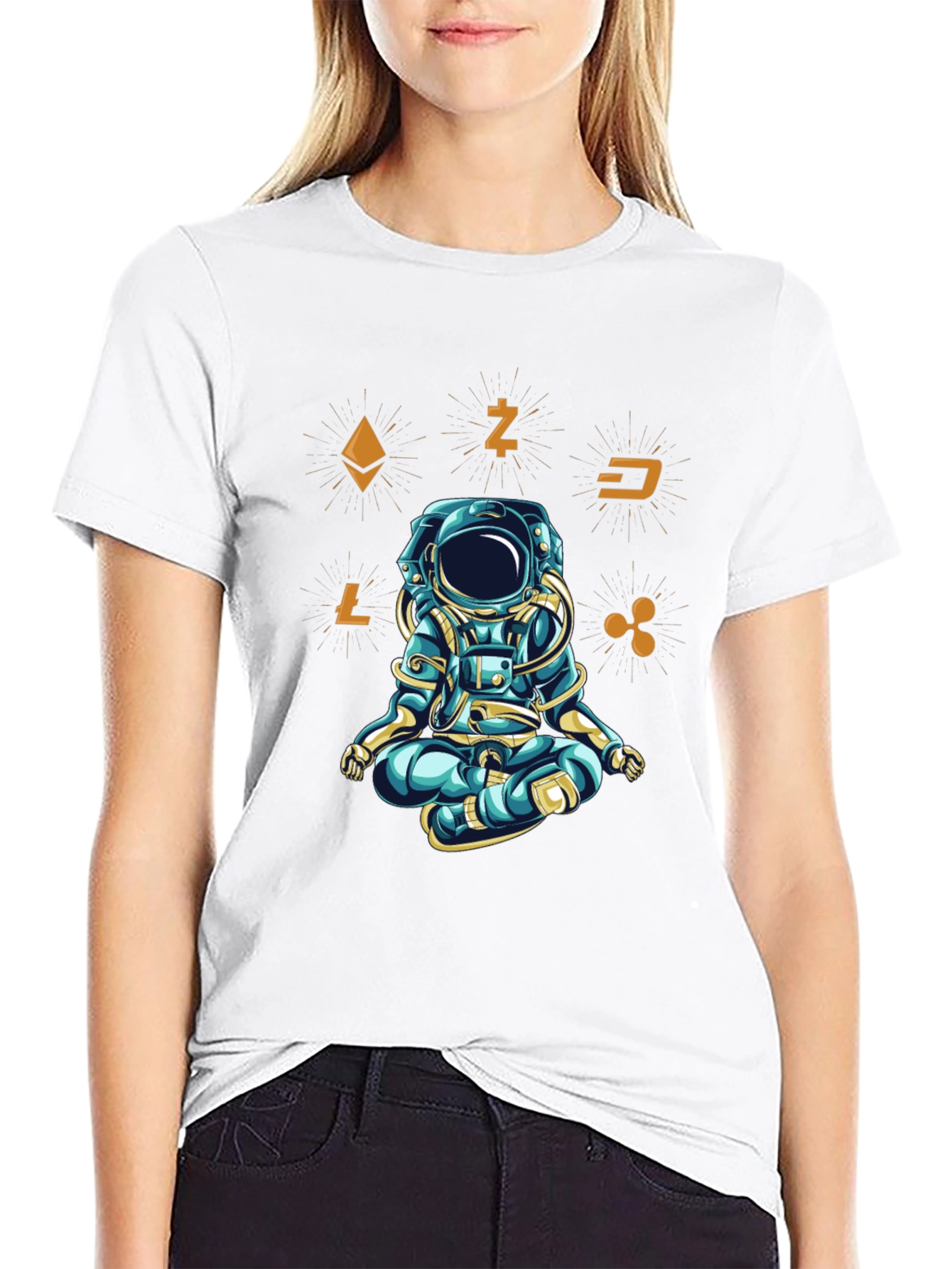 Crypto Astronaut T-Shirt - Meditating in Space