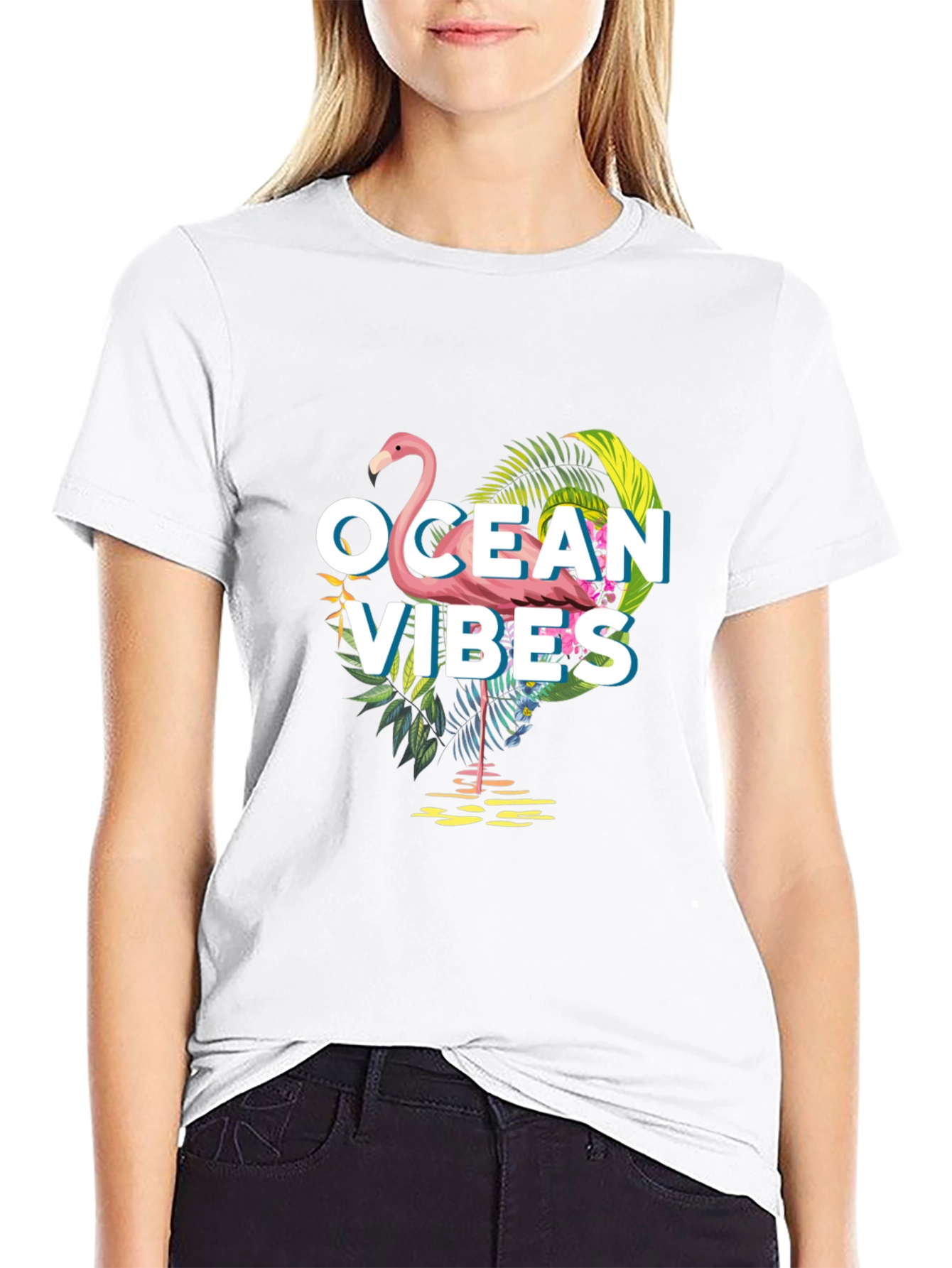 Ocean Vibes Flamingo Graphic Tee