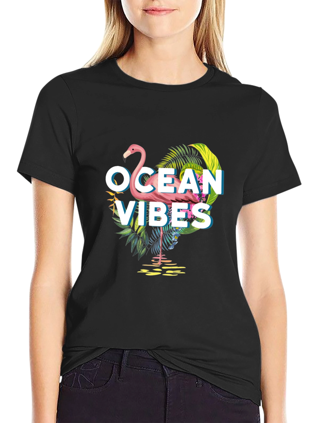 Ocean Vibes Flamingo Graphic Tee